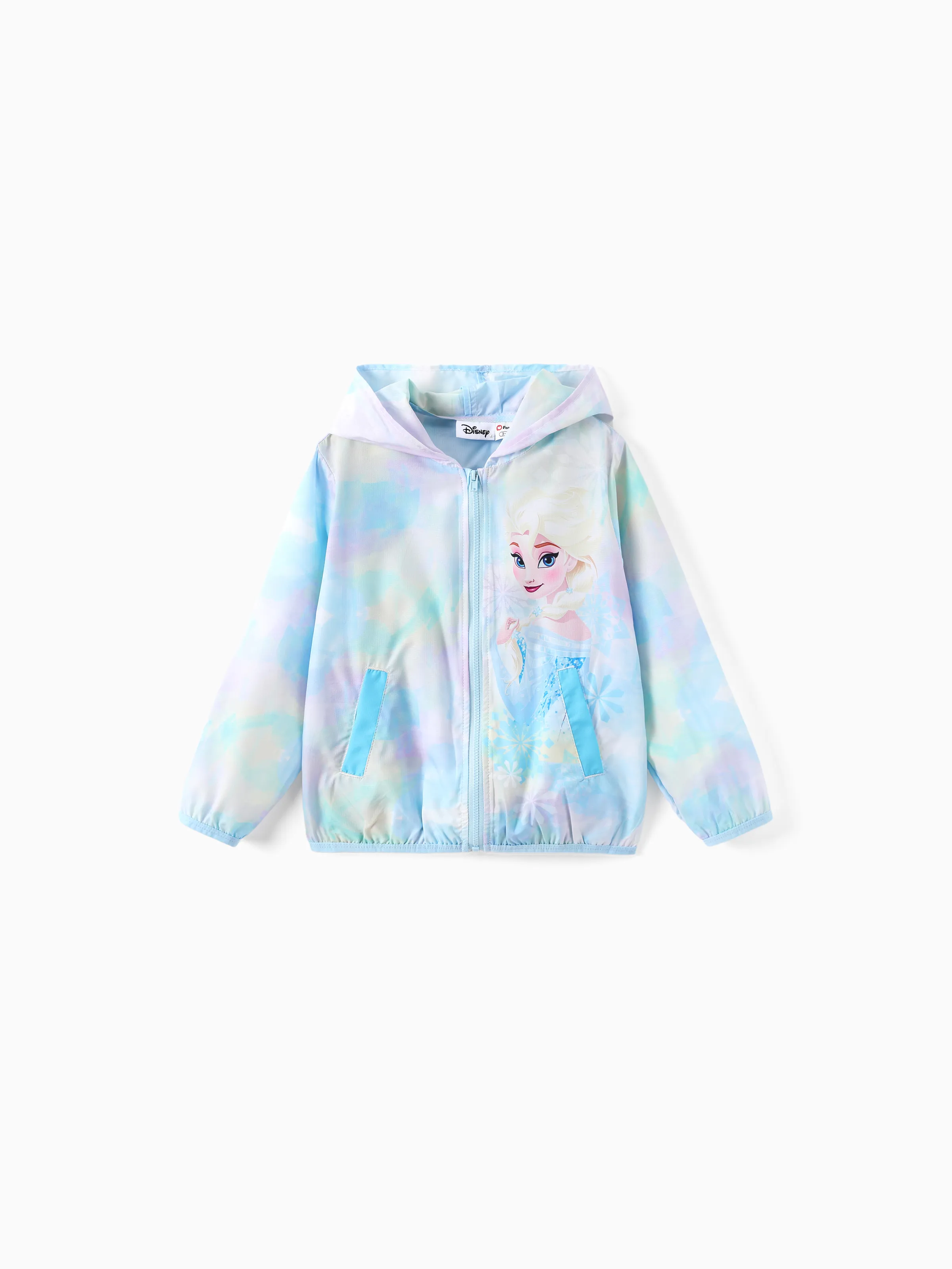 Disney Frozen Toddler Girl Elsa Tie-dyed print Zipper Hooded Sun Protection Jacket Multi-color