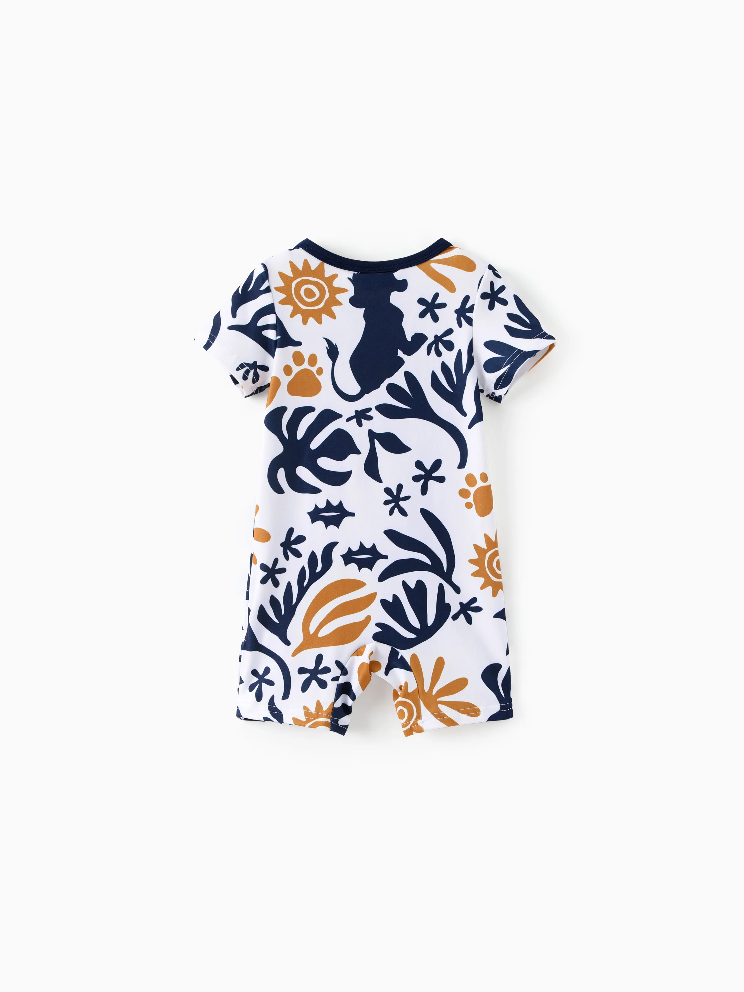 Disney Lion King Family Matching Simba Palm Leaf Pattern Colorblock Dress/Top/Romper Dark Blue - Image 13