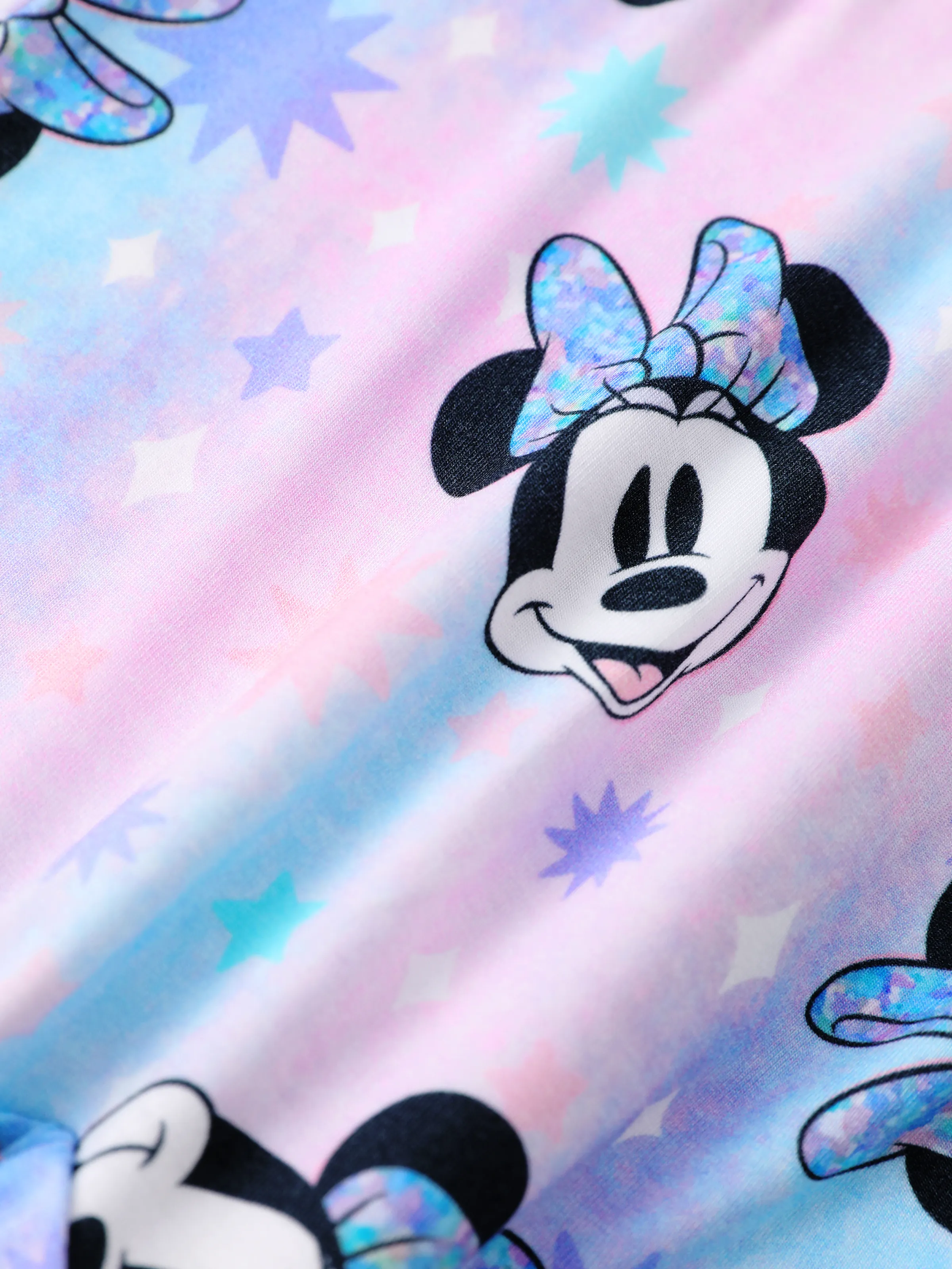 Disney Mickey and Friends Bamboo Baby Girl Minnie Printed 2-Way Zipper Anti Slip Long-sleeve Footie Pink purple - Image 2