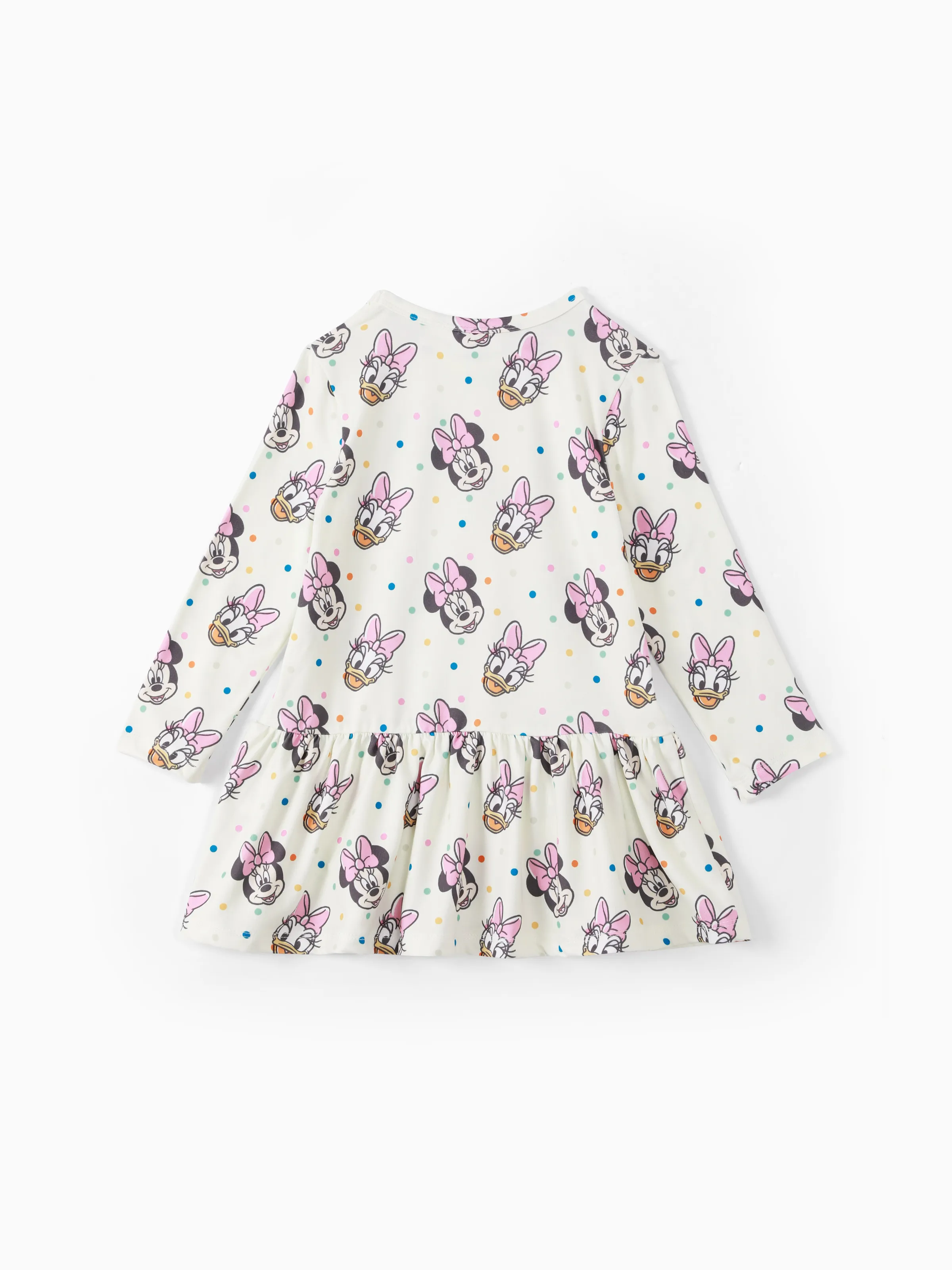 Disney Mickey and Friends Toddler Girl Minnie Polka Dot/Stripe Digital Print Dress Apricot - Image 2
