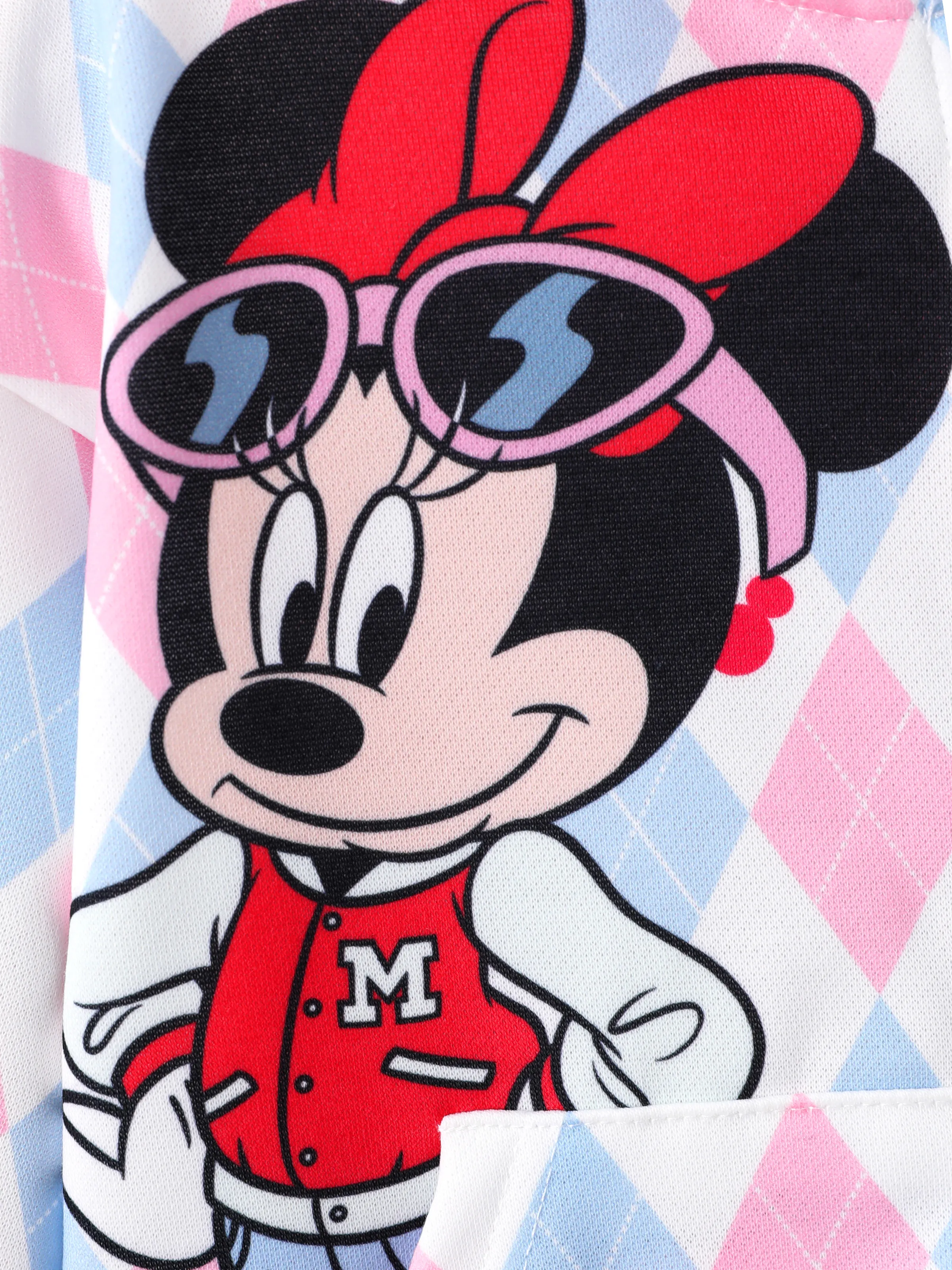 Disney Mickey and Friends Toddler/Kids Girl Minnie Mouse Argyle Pattern Hooded Jacket White - Image 2