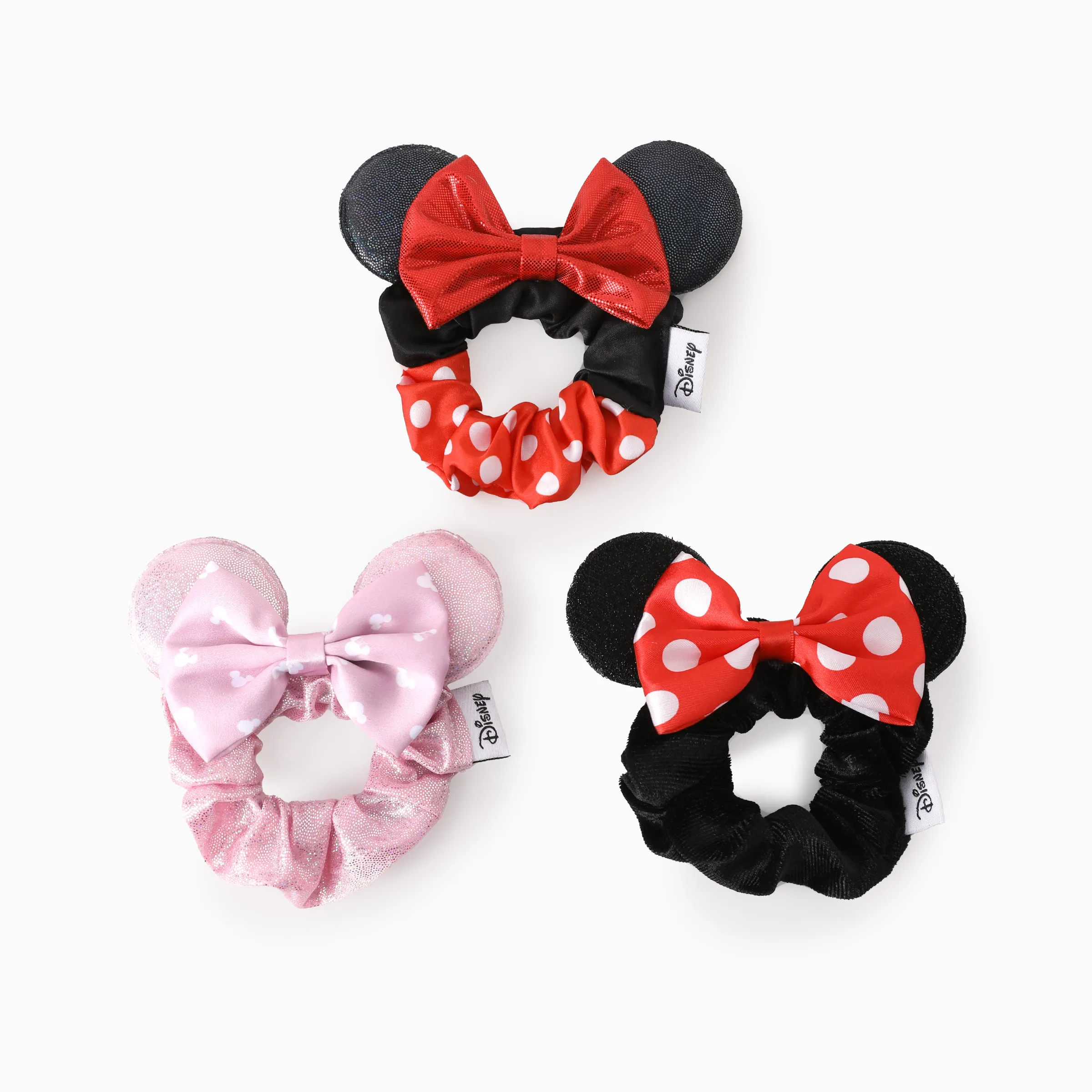 Disney Minnie Mouse Bow Scrunchies 3-Pack for Girls Red - Image 2