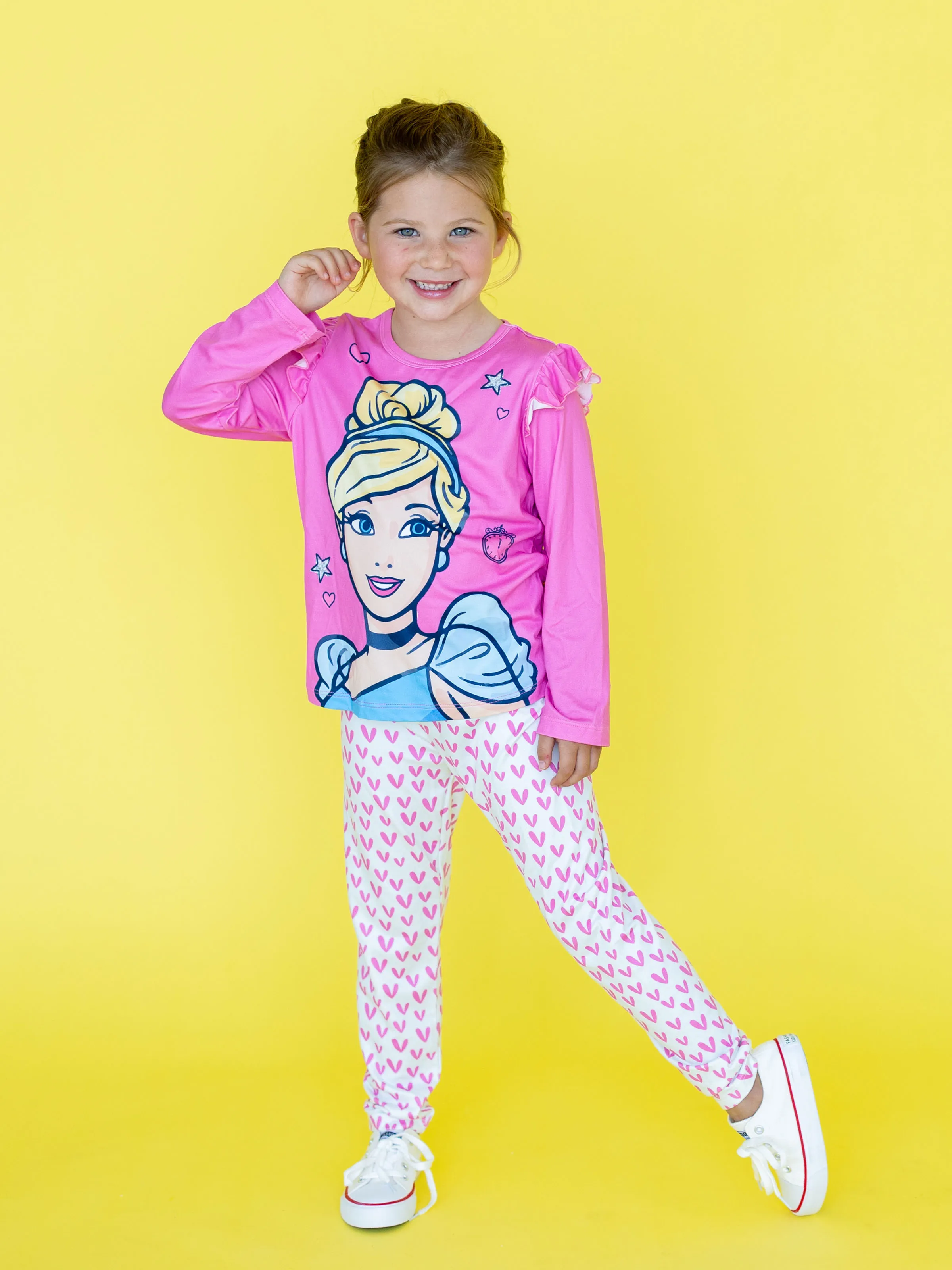Disney Princess Baby Girl 2pcs Cinderella Print Top and Leggings Set Pink - Image 2