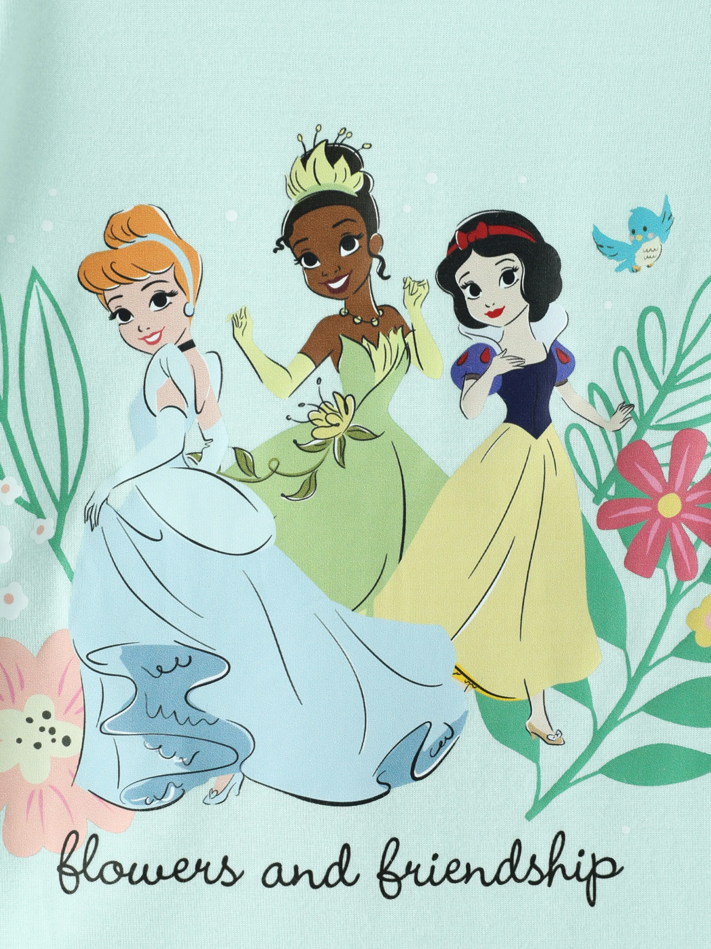 Disney Princess Baby Girl 2pcs Tiana/Cinderella/Snow White Bamboo Ruffle Sleeves Top and Leggings Set Green - Image 2