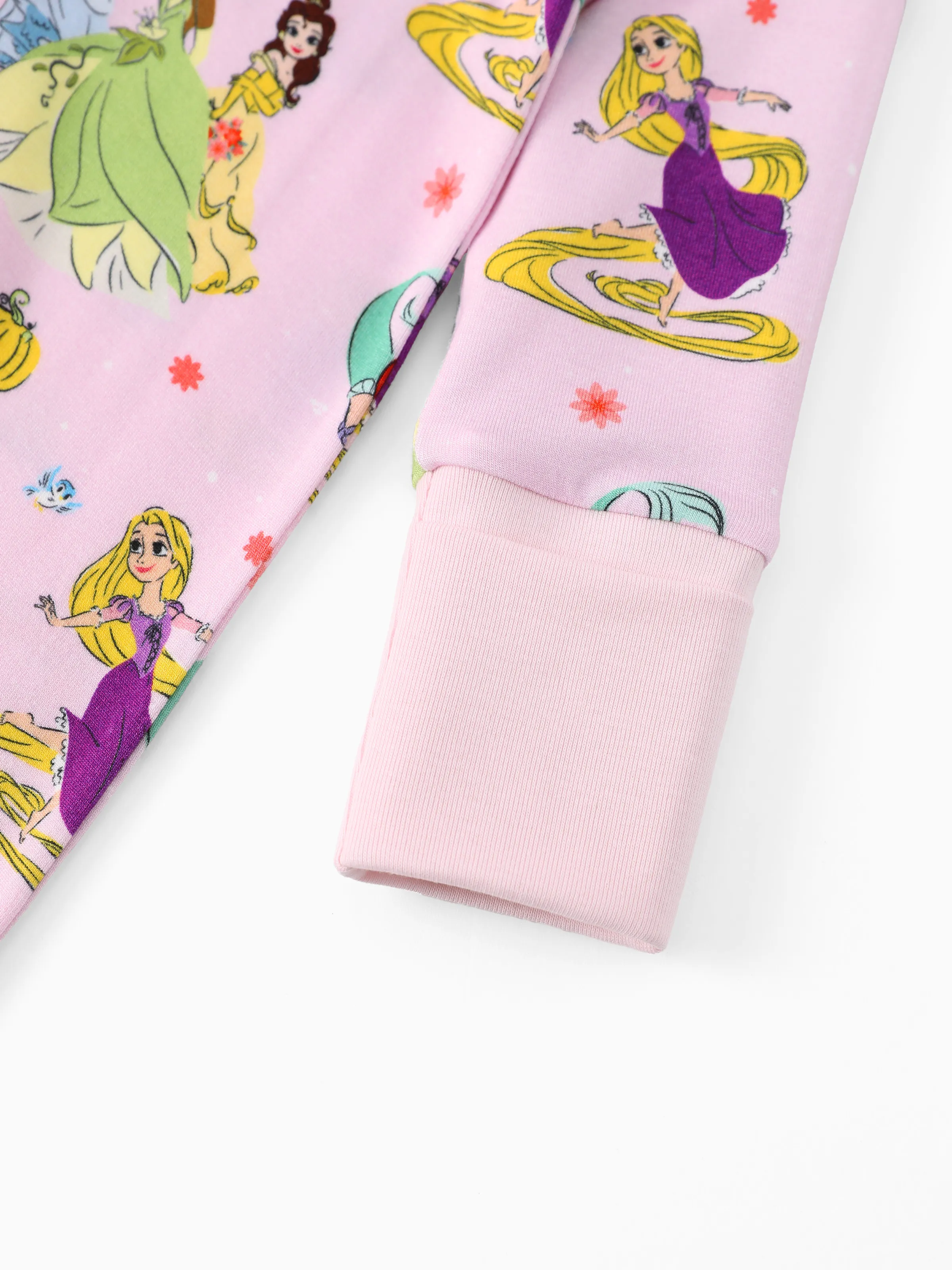 Disney Princess Bamboo Baby Girl Ariel/Belle/Tiana 2-Way Zip Onesies Anti Slip Long-sleeve Footie Pink - Image 6