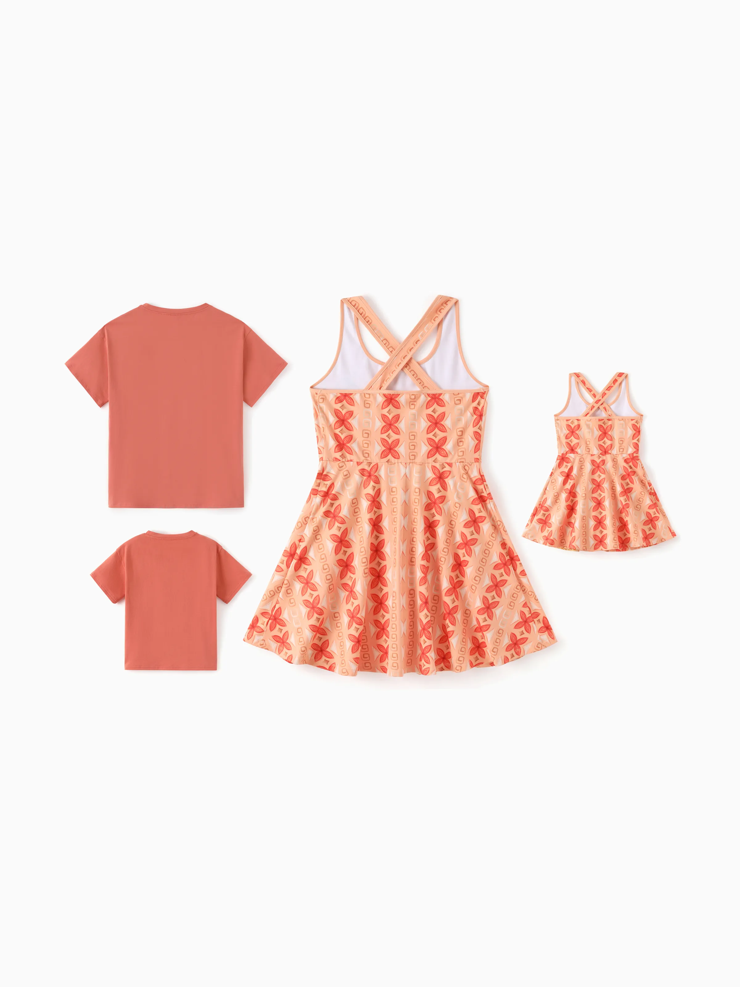 Disney Princess Matching Family Moana Sporty Dress with Built-in Shorts & Pockets/ Cotton Top Orange - Image 4