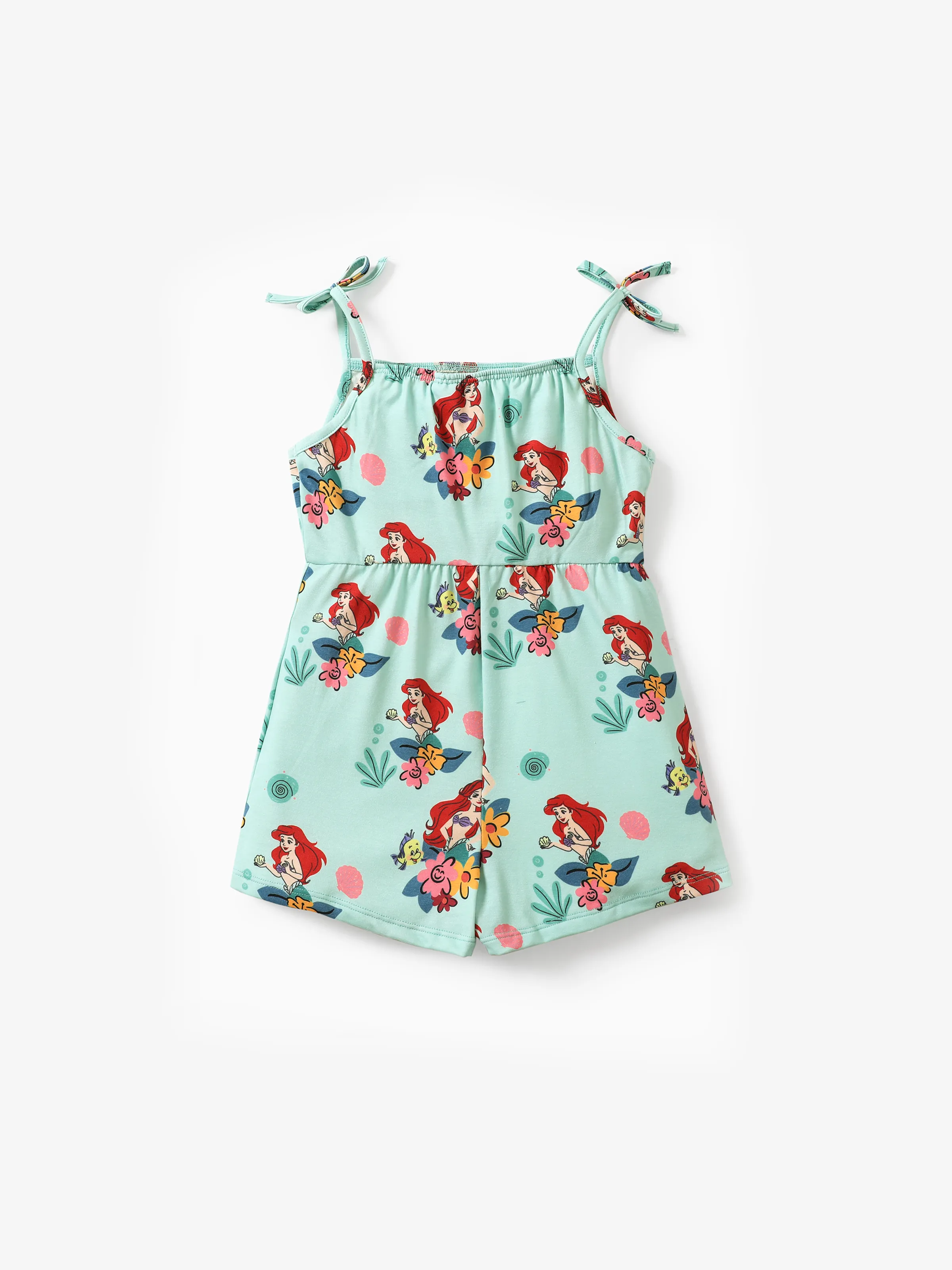 Disney Princess Ariel Toddler Girl Naia™ Character Floral Print Spaghetti Strap Romper Green