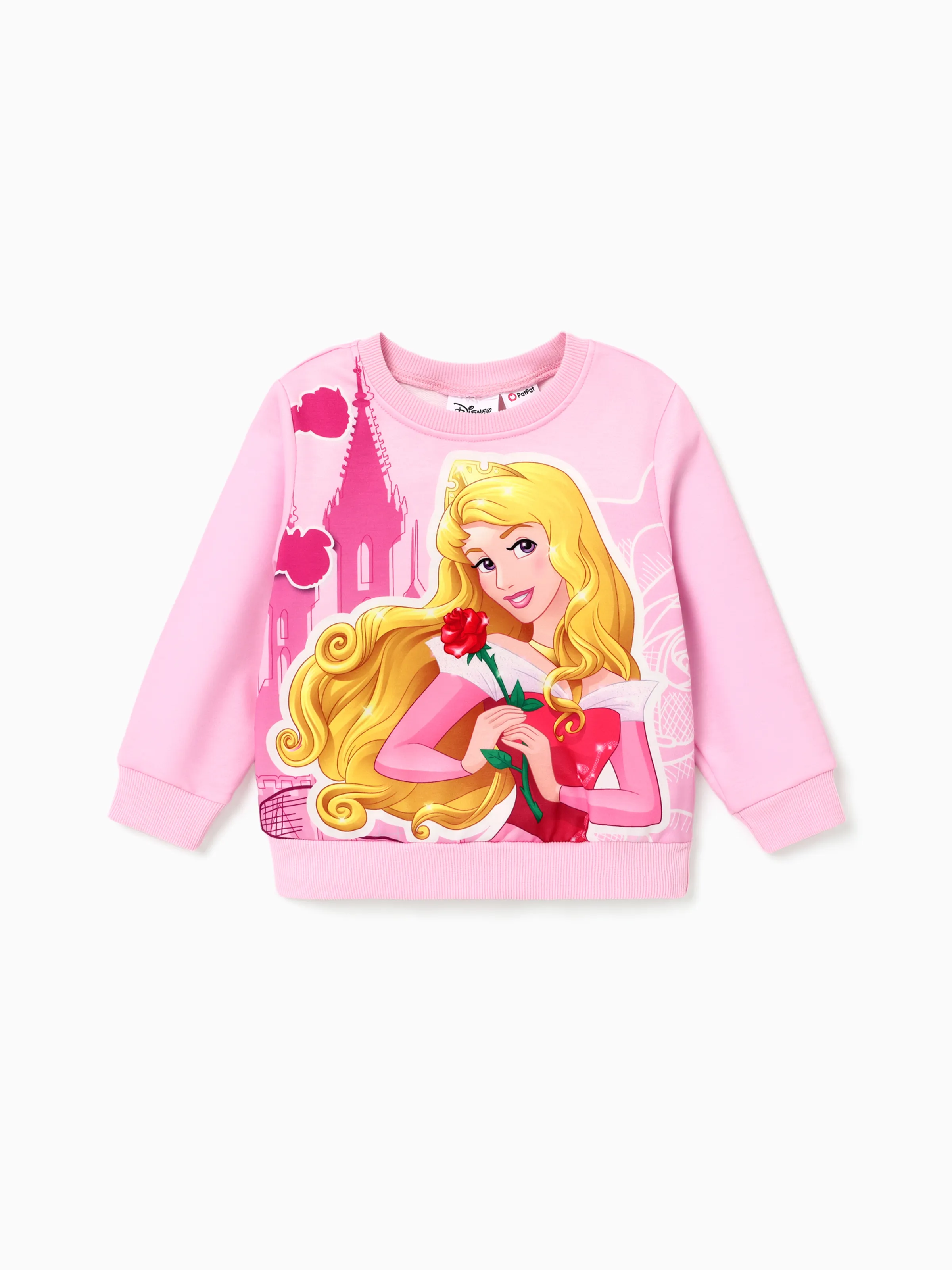 Disney Princess Toddler Girl Aurora Print Long-sleeve Sweatshirt Pink