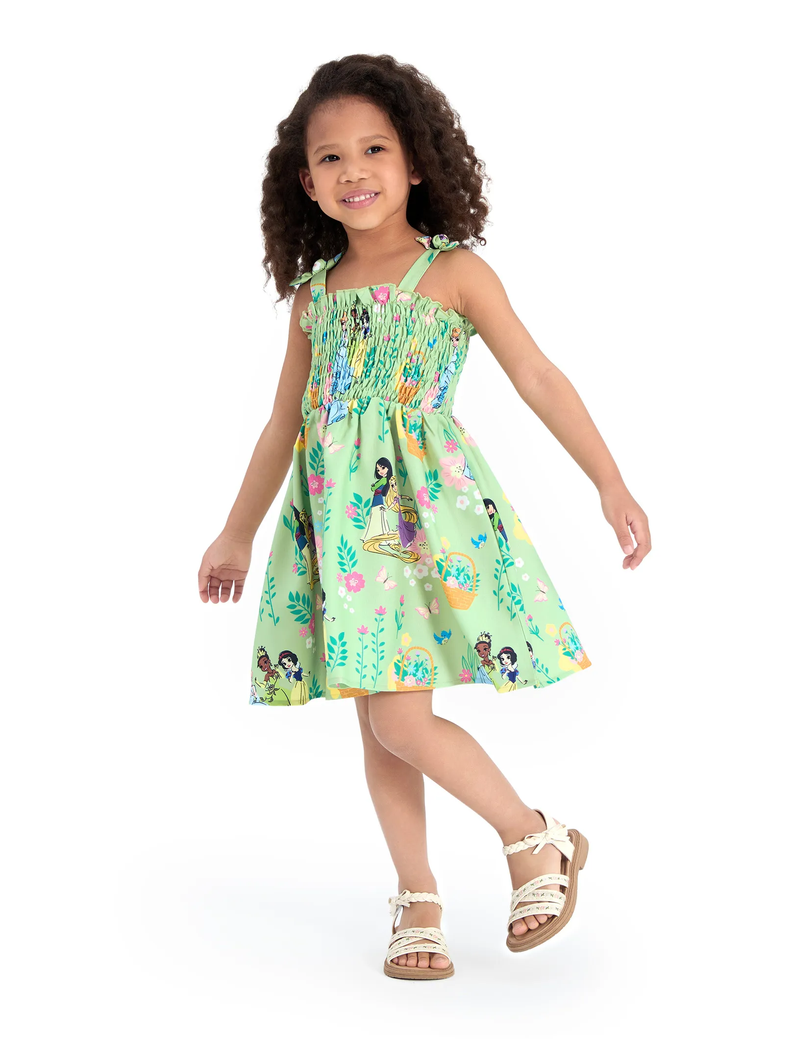 Disney Princess Toddler Girl Tiana/Cinderella/Snow White Smocking Dress Green - Image 2