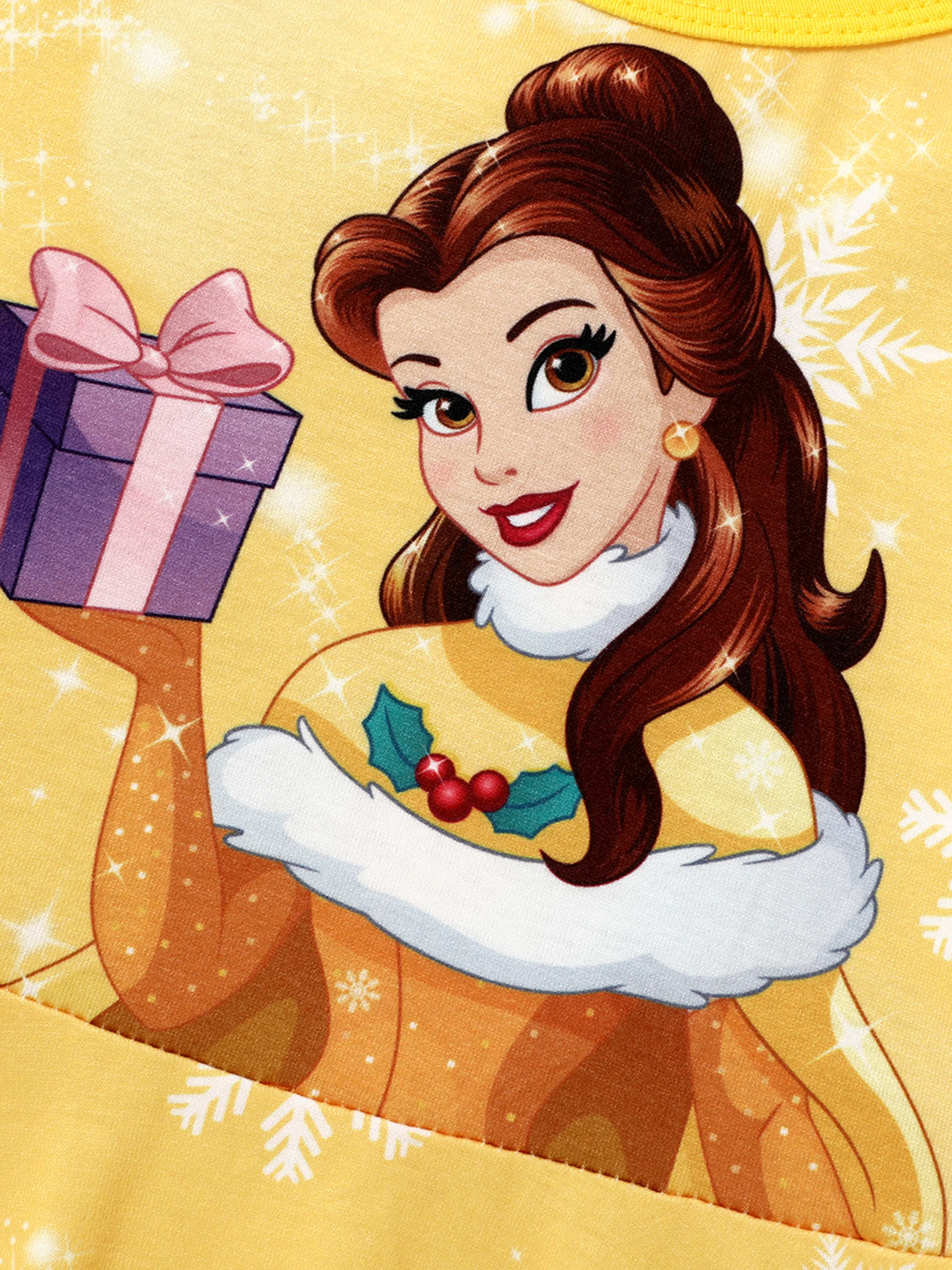 Disney Princess Toddler Girl Naia™ Belle Print Dress and Hooded Allover Snowflake Print Cloak Set Yellow - Image 2
