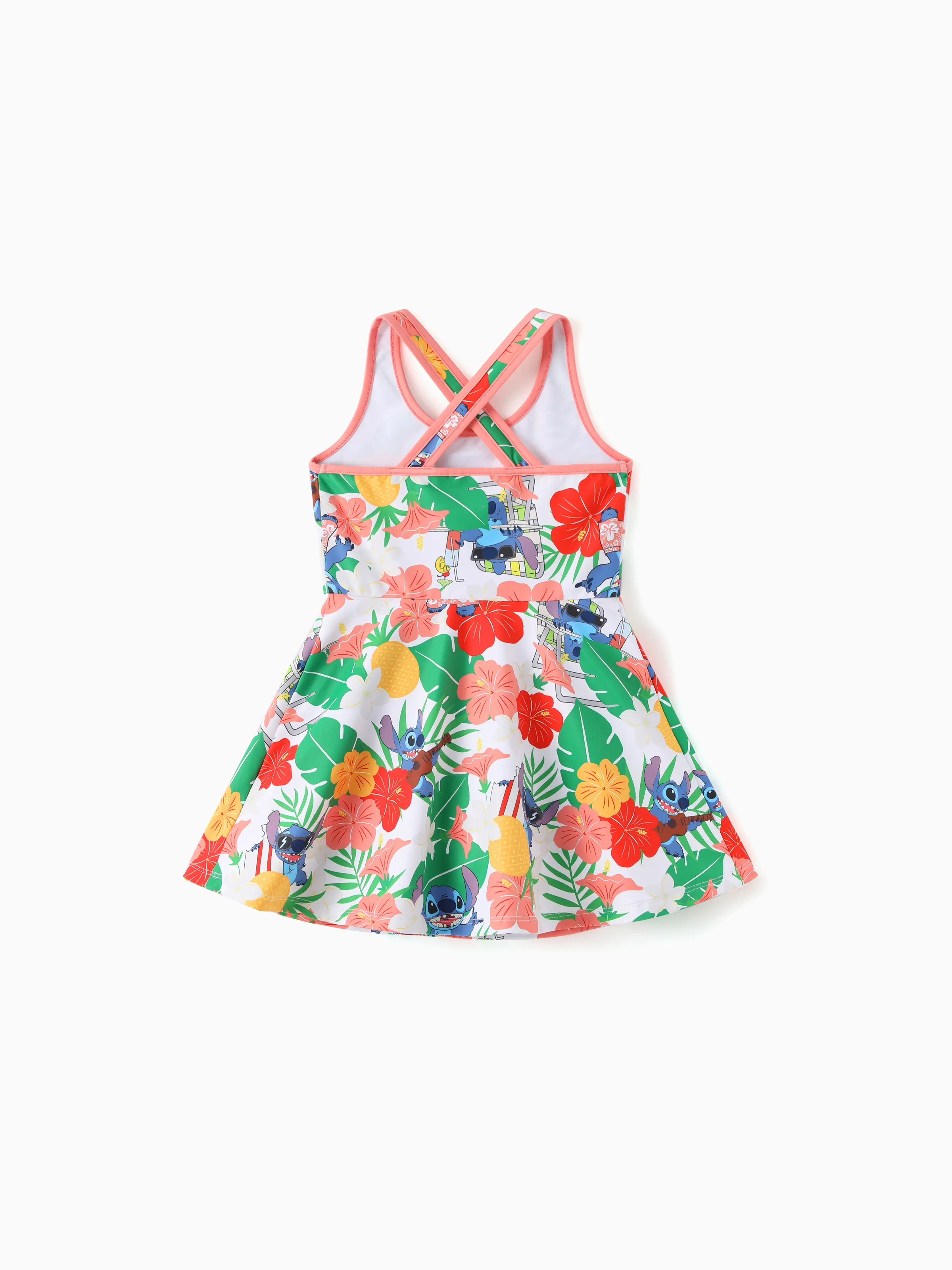 Disney Stitch Daddy & Daughter Tropical Floral Sporty Dress with Built-in Shorts & Pockets/ Cotton Top Multi-color - Image 15