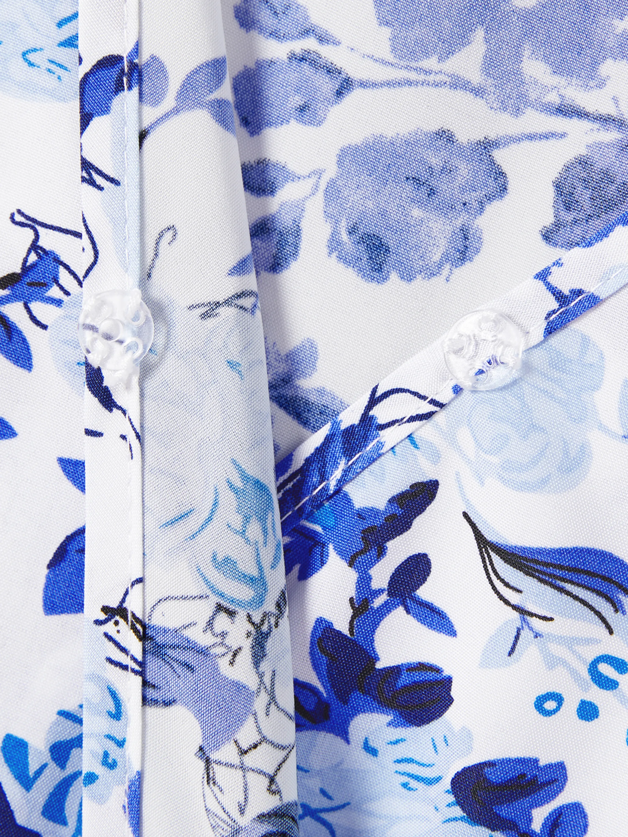 Family Matching Floral Print Short-sleeve Shirt or Tie Waist Dress Set Blue - Image 4