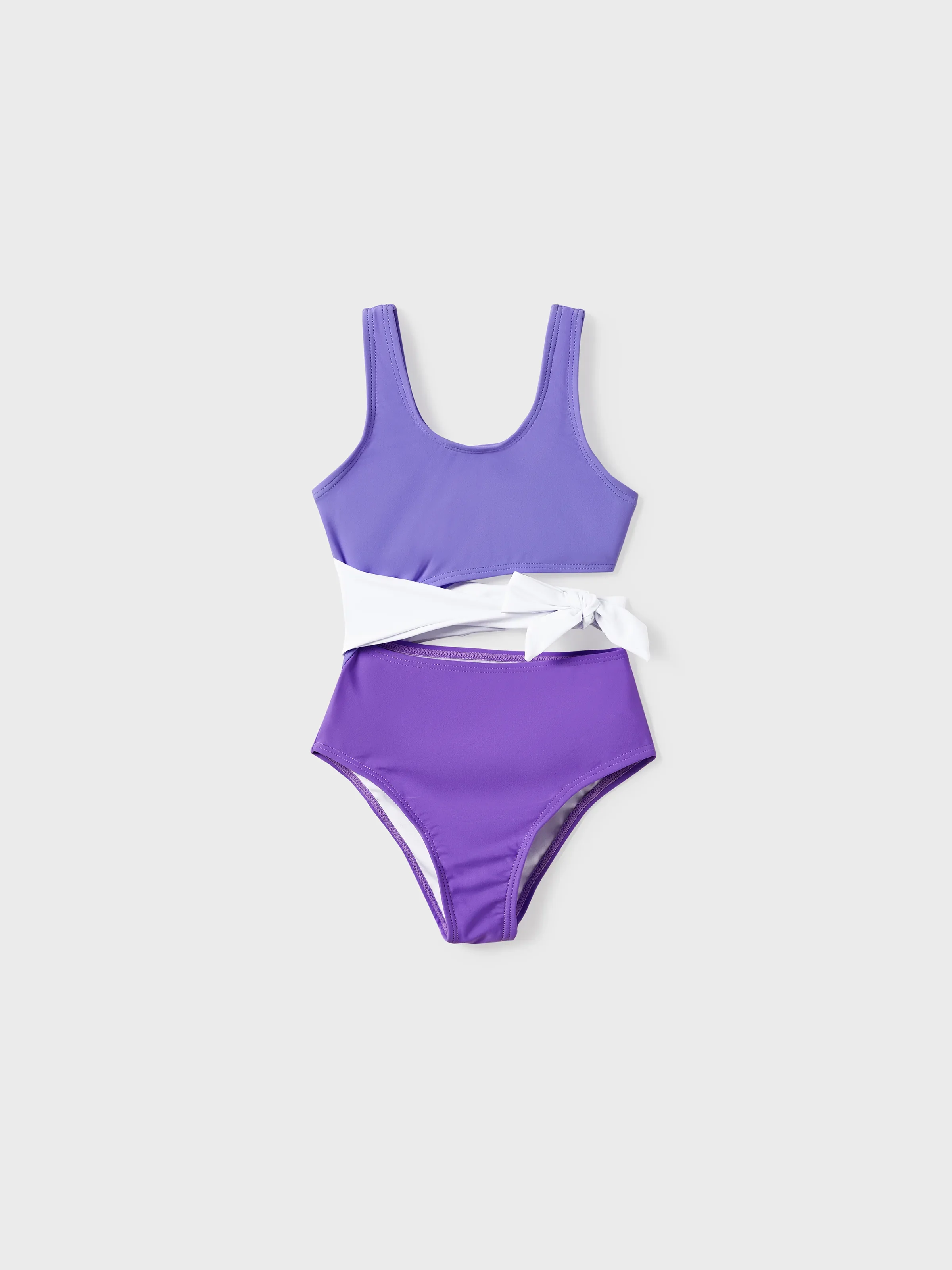 Family Matching Color-block Swim Trunks or One-shoulder Side Knot One-Piece Swimsuit (Quick-Dry) ColorBlock - Image 7