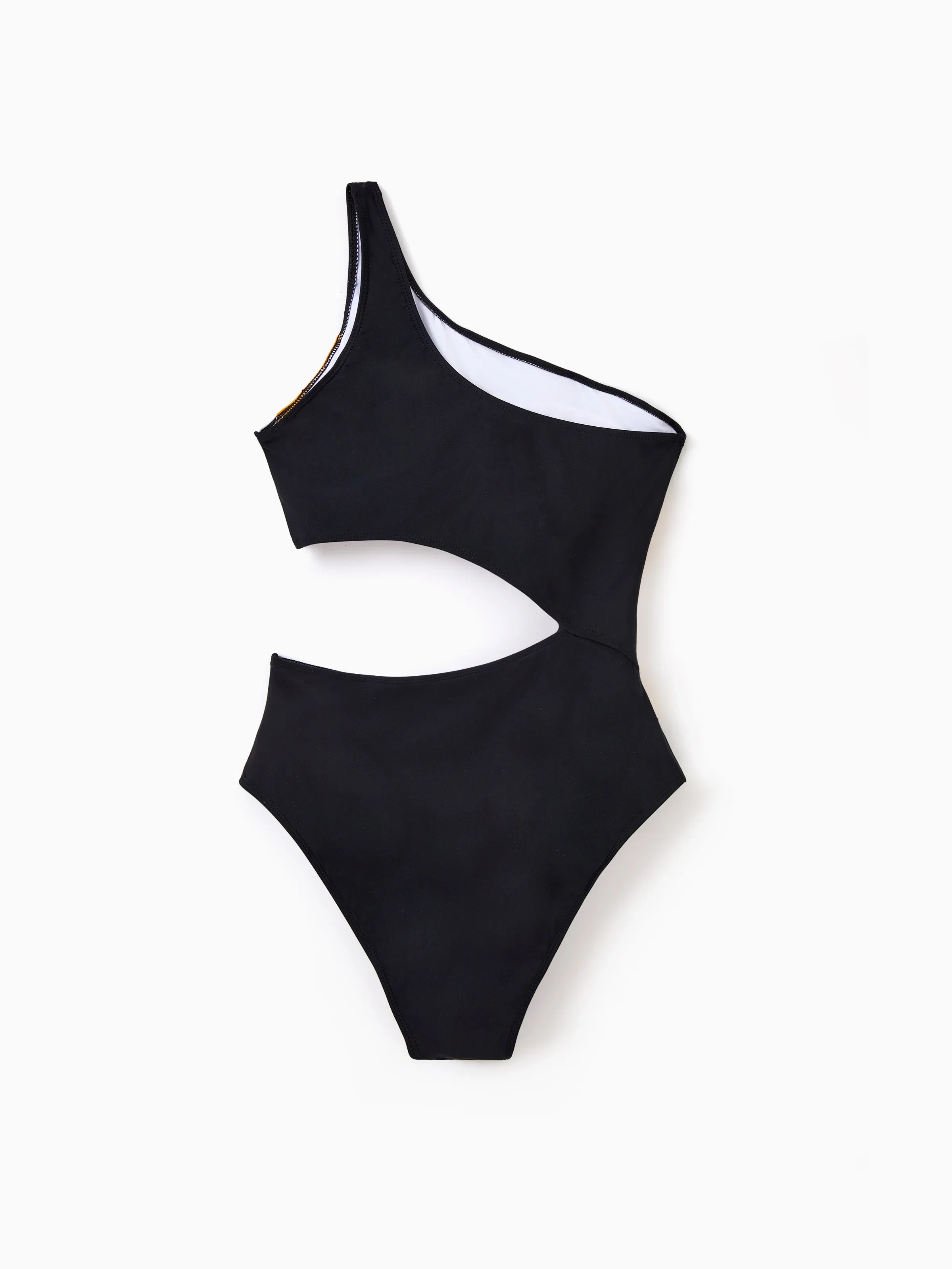 Family Matching Colorblock Swim Trunks Shorts or Cut Out Waist One-Shoulder One-piece Swimsuit Multi-color - Image 4