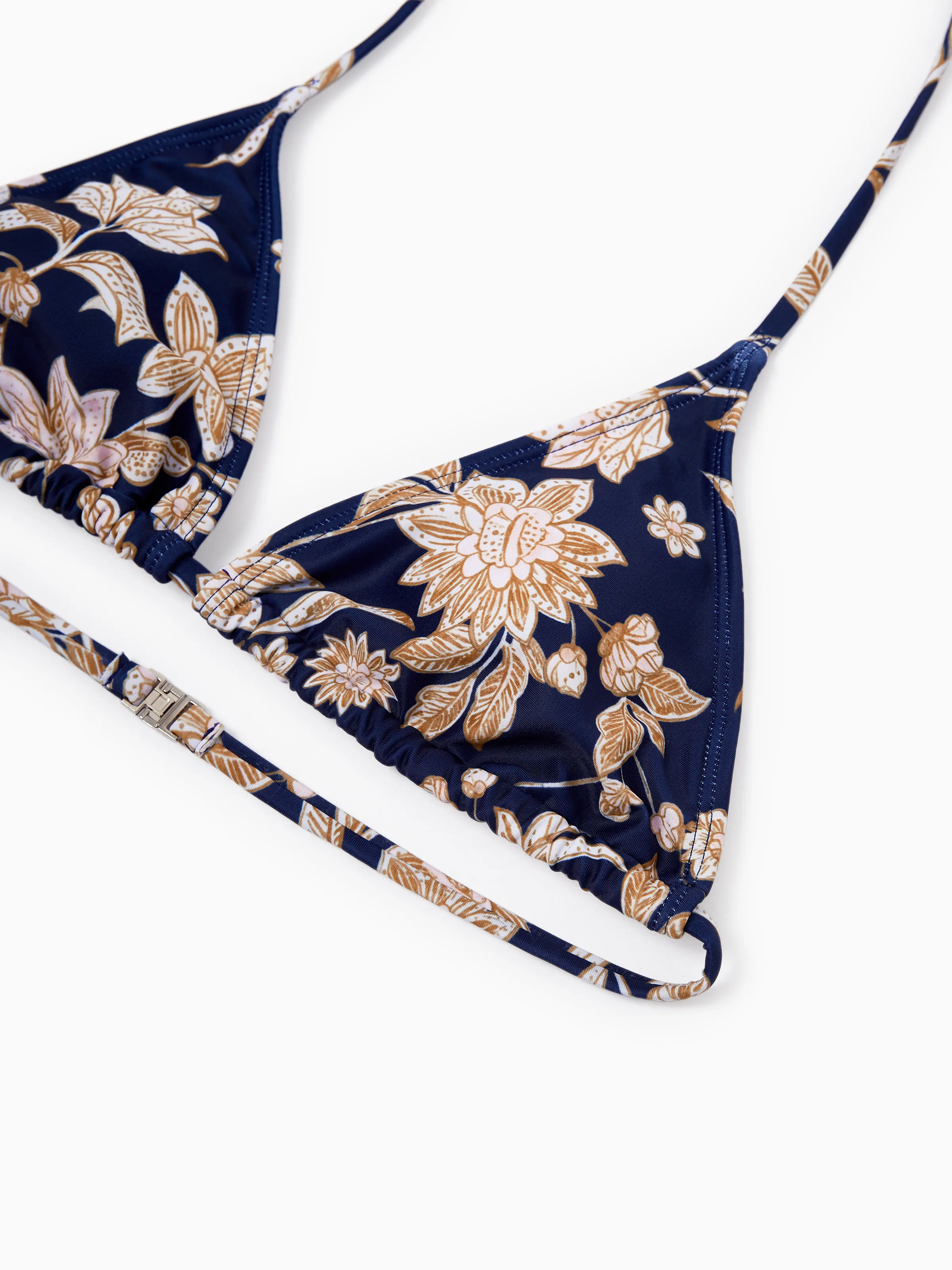 Family Matching Floral Print Swimsuits 2-in-1 One-Piece Swimsuit & Swim Trunks  Deep Blue - Image 7