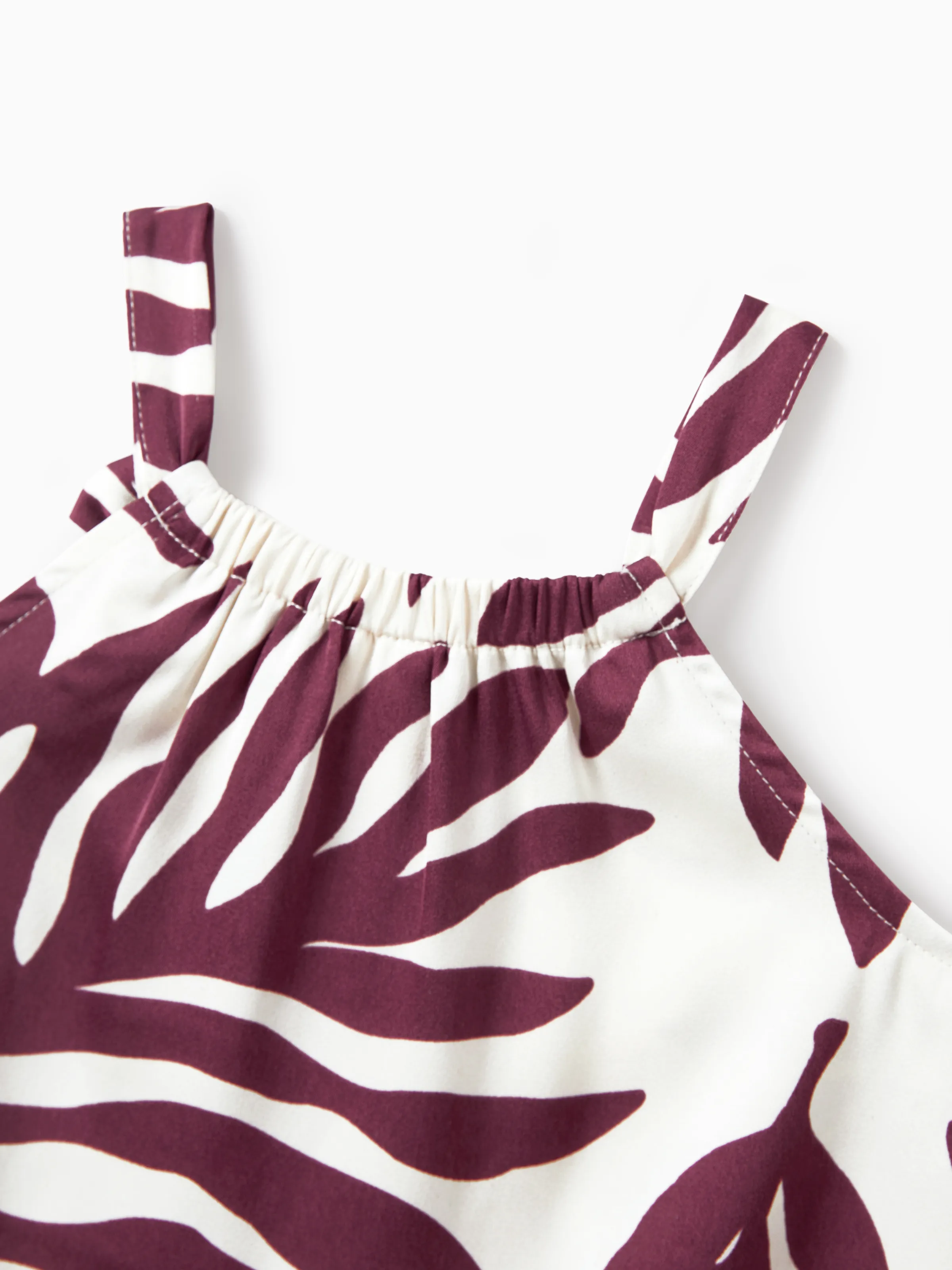 Family Matching Outfits Red Leaf Print Shirts and Strap Belted Dress for Hawaii/Cruise/Resort/Casual Wear White - Image 15