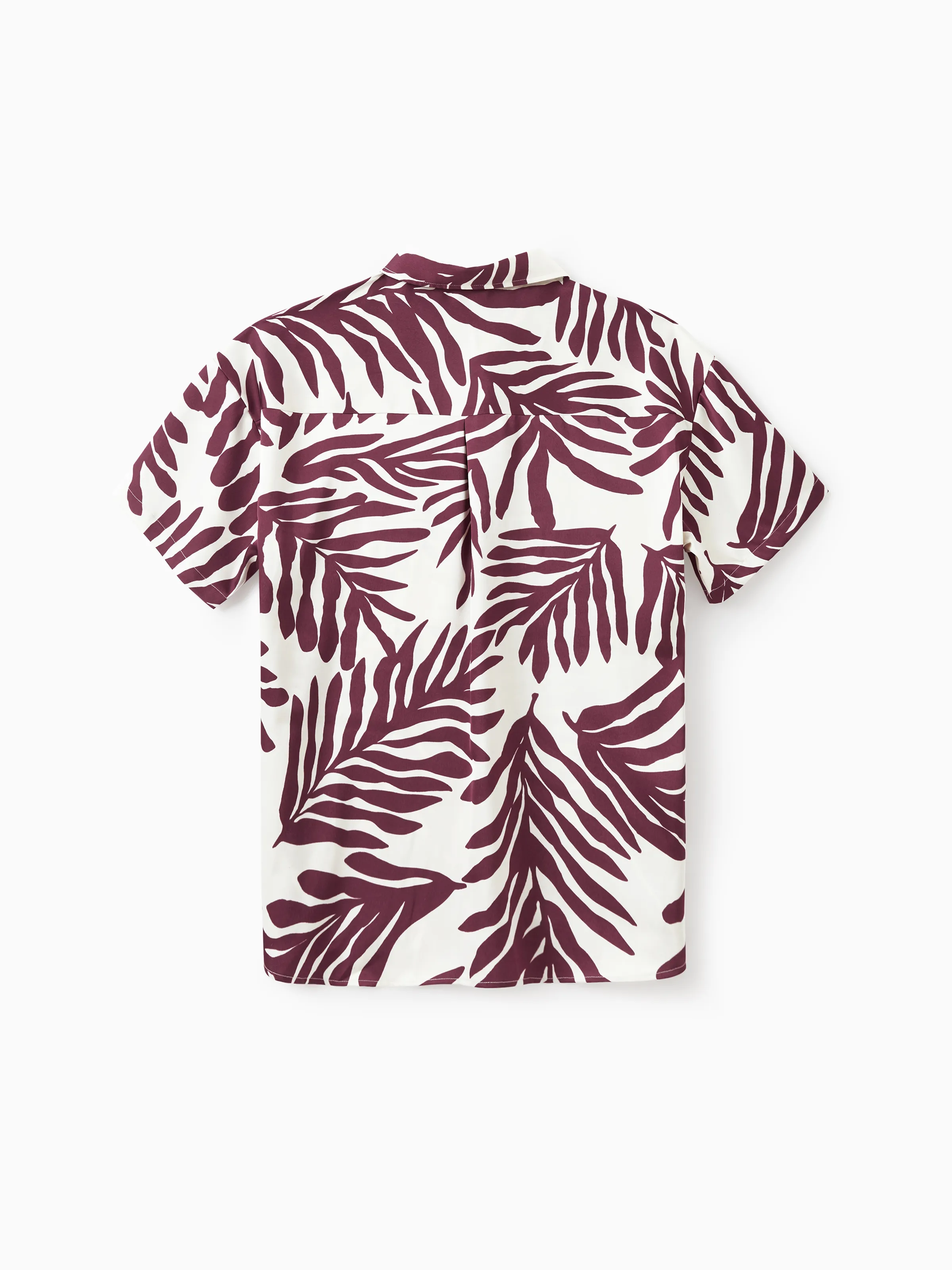 Family Matching Outfits Red Leaf Print Shirts and Strap Belted Dress for Hawaii/Cruise/Resort/Casual Wear White - Image 24