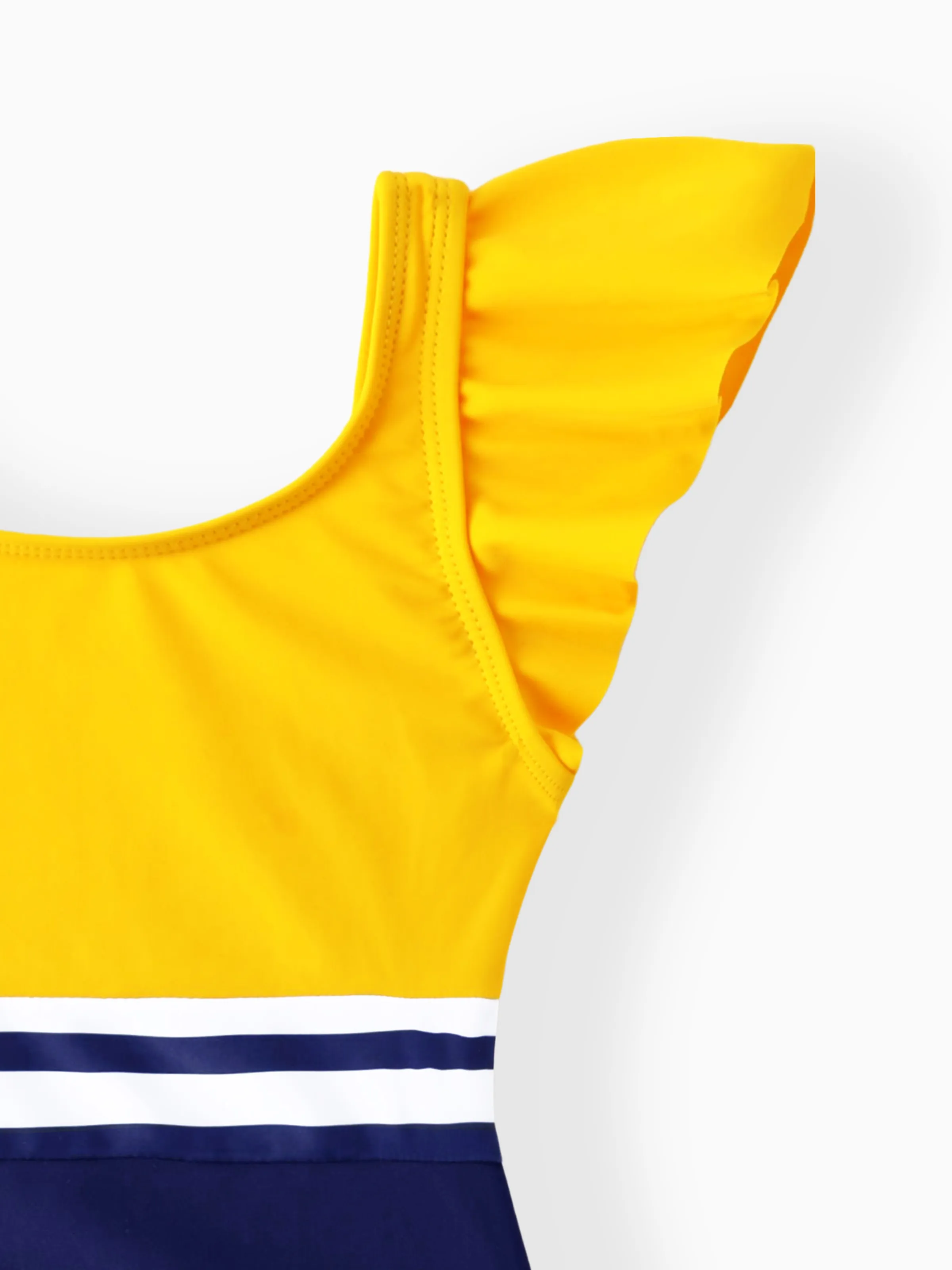 Family Matching Stripe & Colorblock Spliced One Piece Swimsuit or Swim Trunks Shorts ColorBlock - Image 9