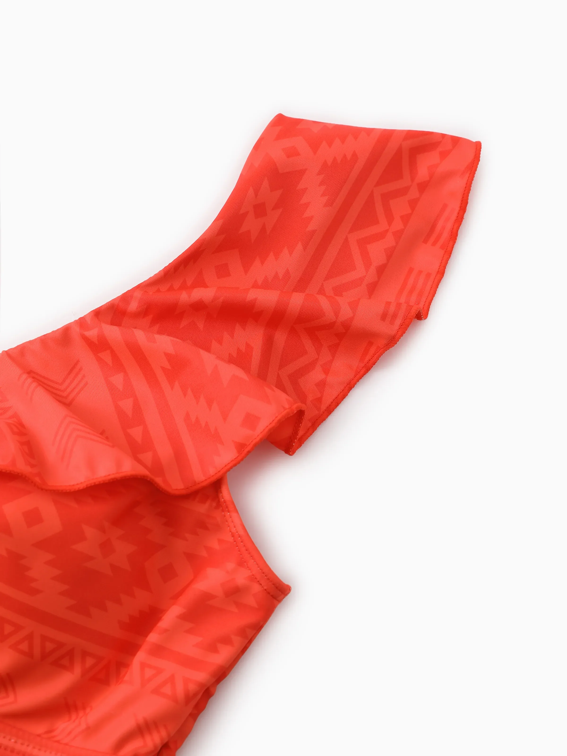 Family Matching Tropical Floral Print Swim Trunk or Ruffle Trim Bikini with Optional Beach Cover-Up Dress Orange - Image 4