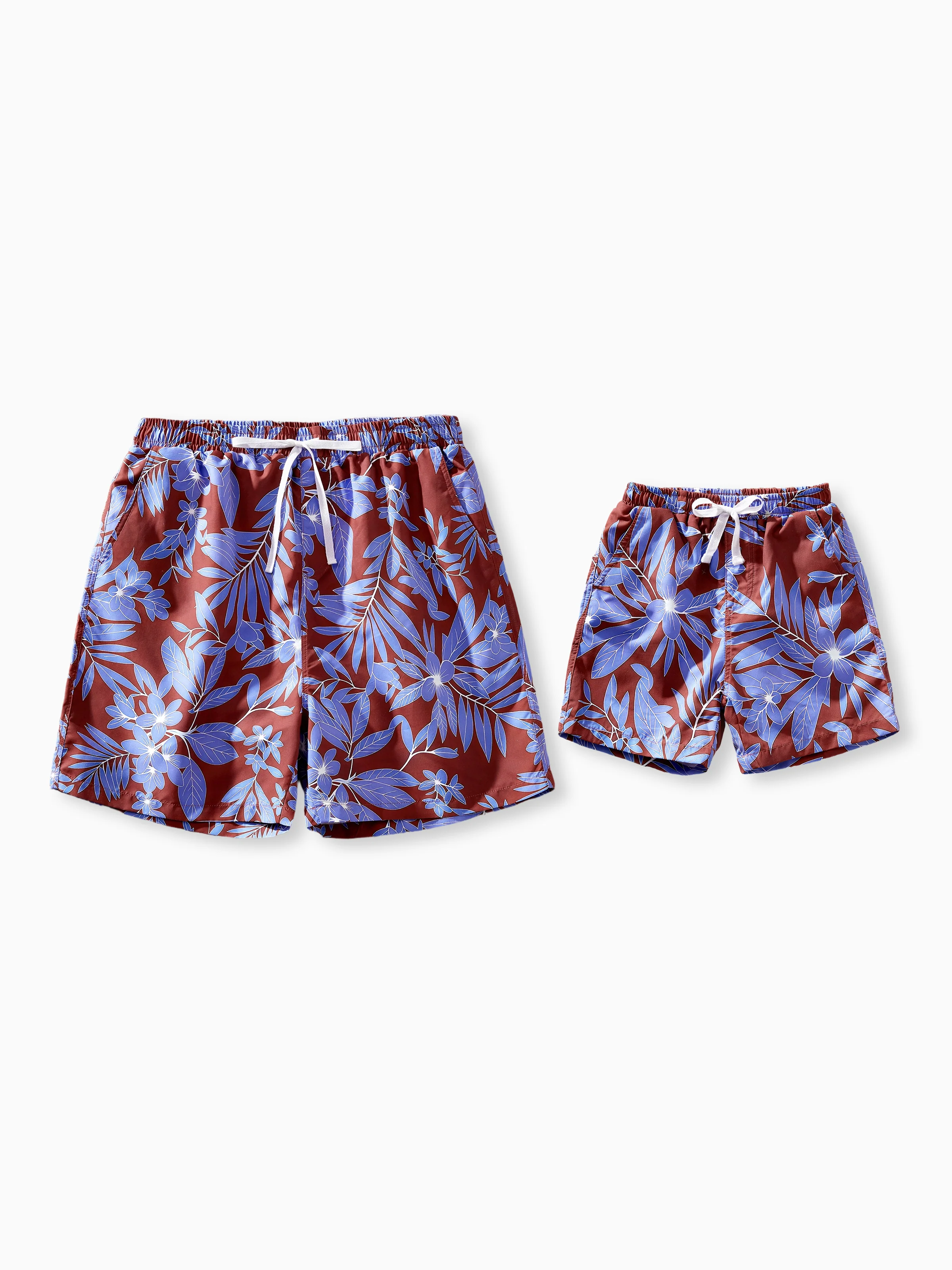 Daddy and Son Tropical Leaf Print Swimsuits Cutout One-Piece & Swim Trunks Set Multi-color