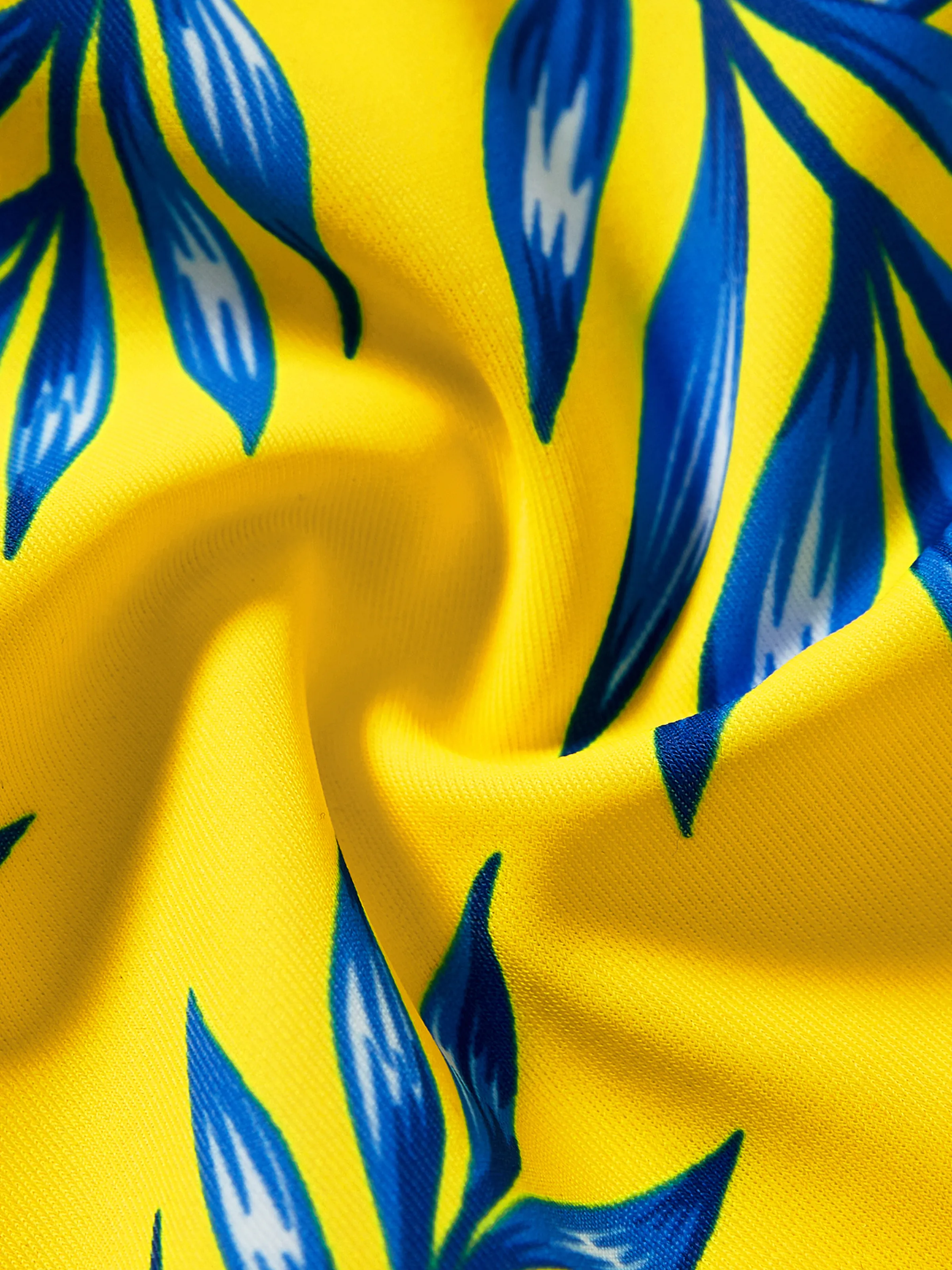 Family Matching Yellow Leaf Print Swim Trunks or Ruched Flutter Sleeve Bikini with Optional Swim Cover Up Yellow - Image 21