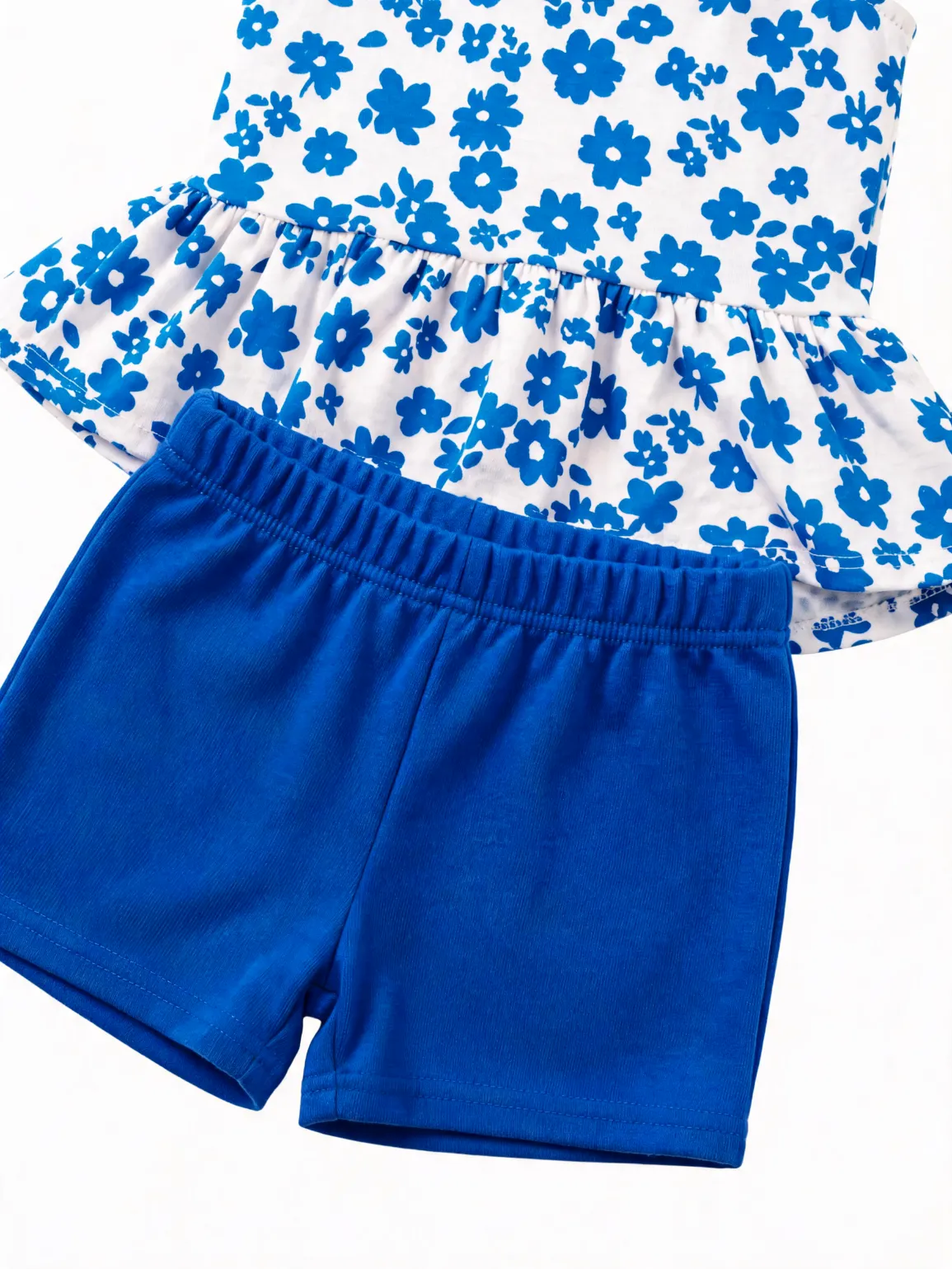 Fresh Market Baby Girl Floral Ruffle Top & Shorts Set Deep Blue - Image 5