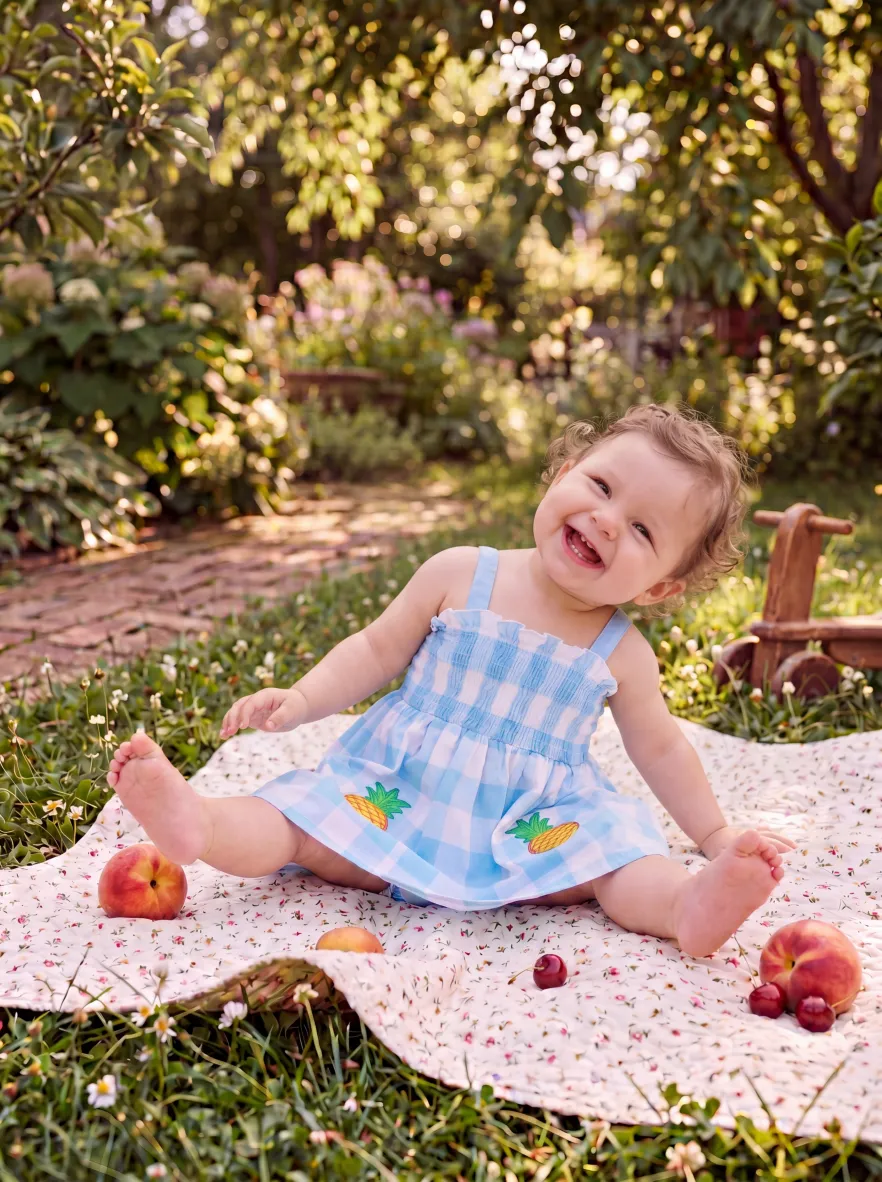 Fresh Market Baby Girl Pineapple Dress Light Blue - Image 2