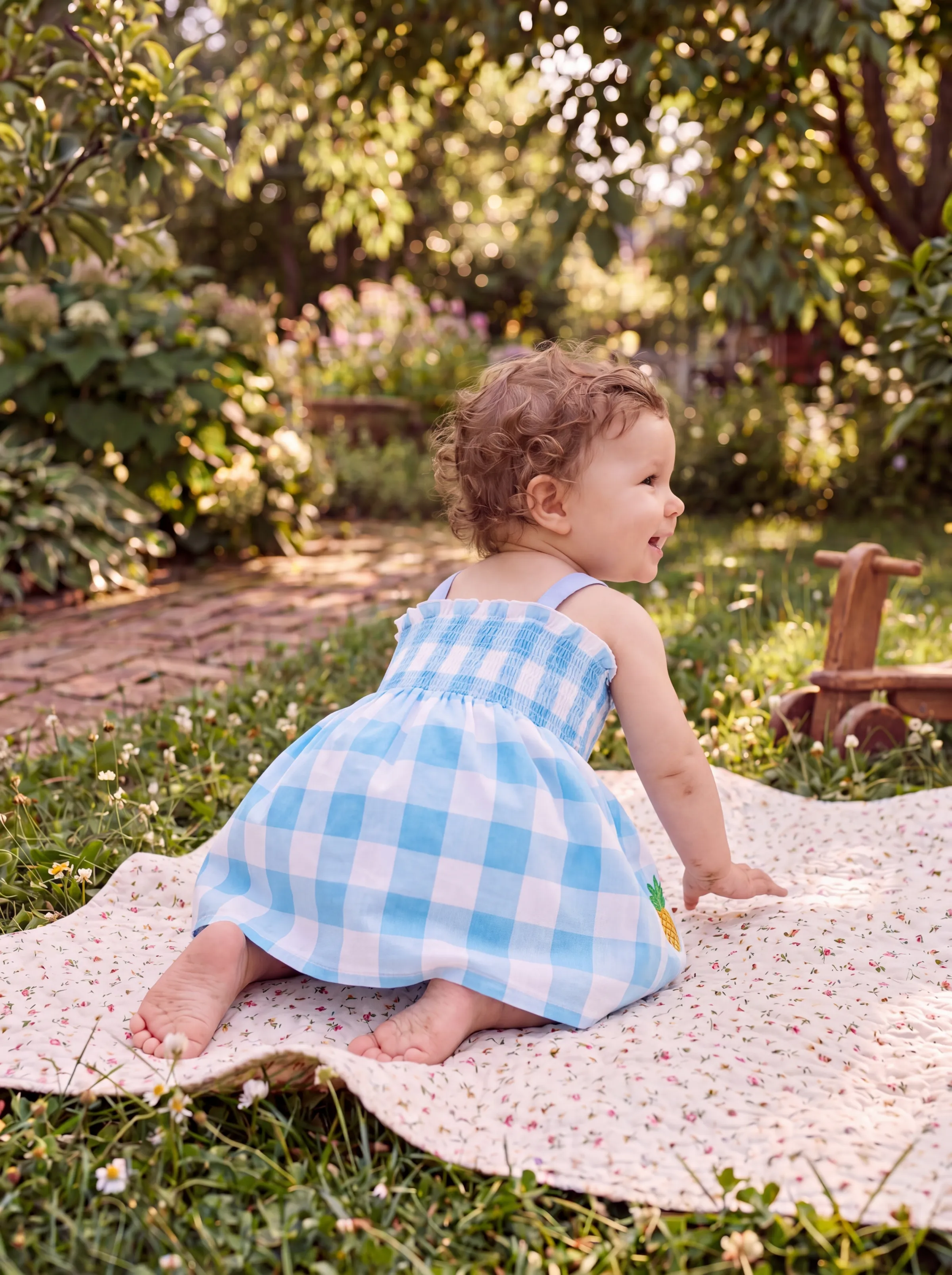 Fresh Market Baby Girl Pineapple Dress Light Blue - Image 7
