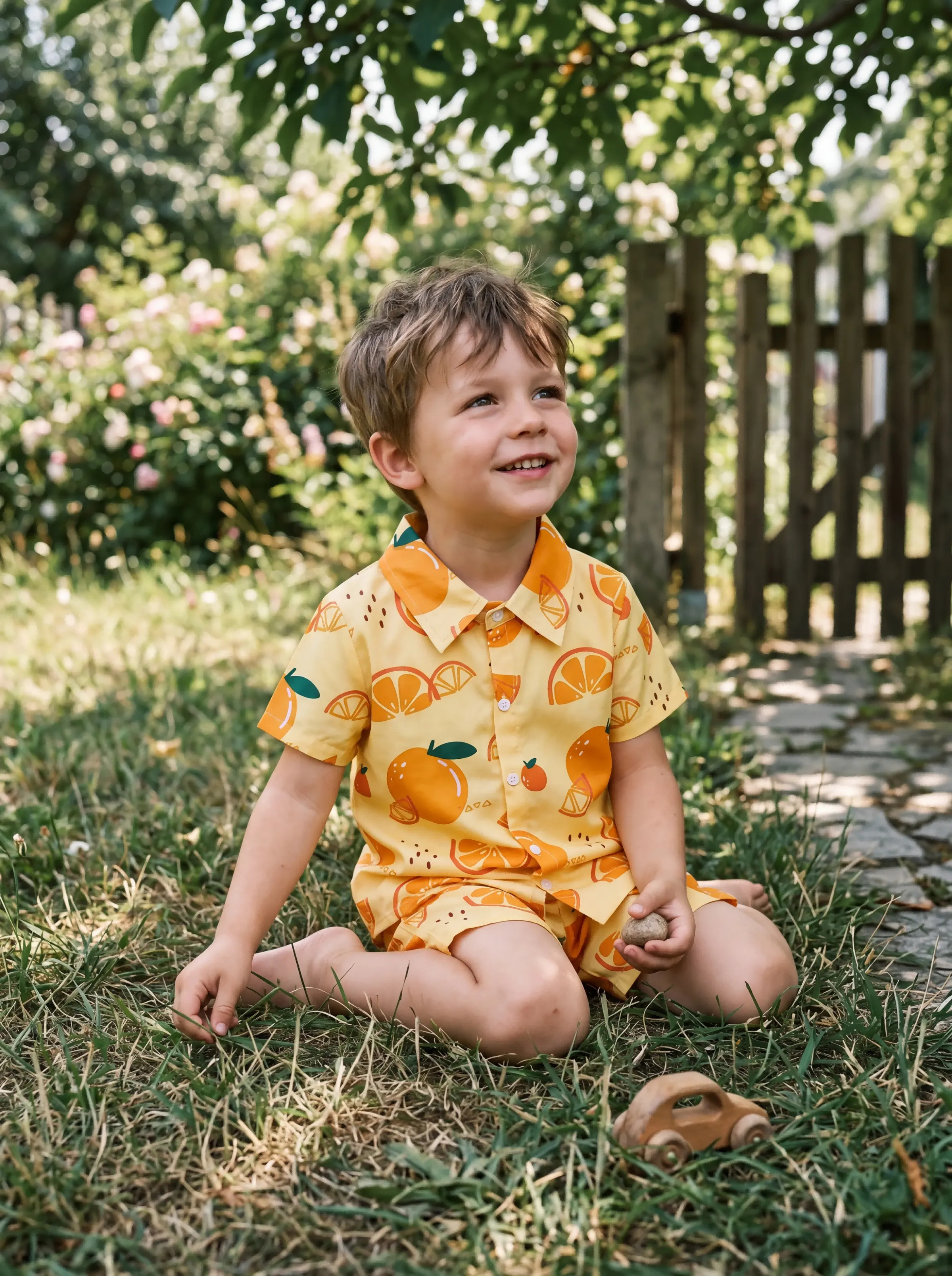 Fresh Market Toddler Boy Orange Shirt & Shorts Set - Image 11