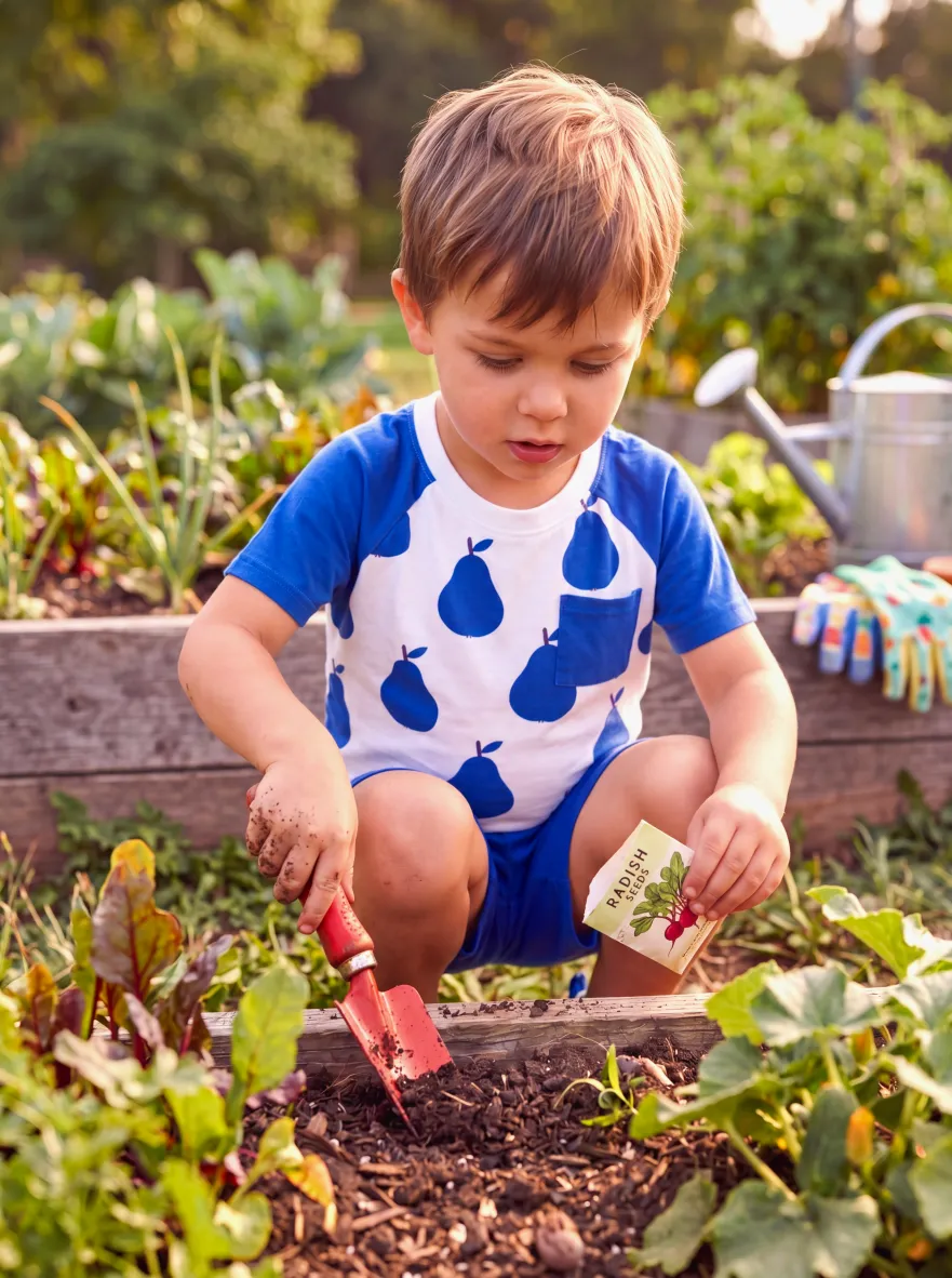 Fresh Market Toddler Boy Vegetable Top & Shorts Set Dark Blue+white - Image 3
