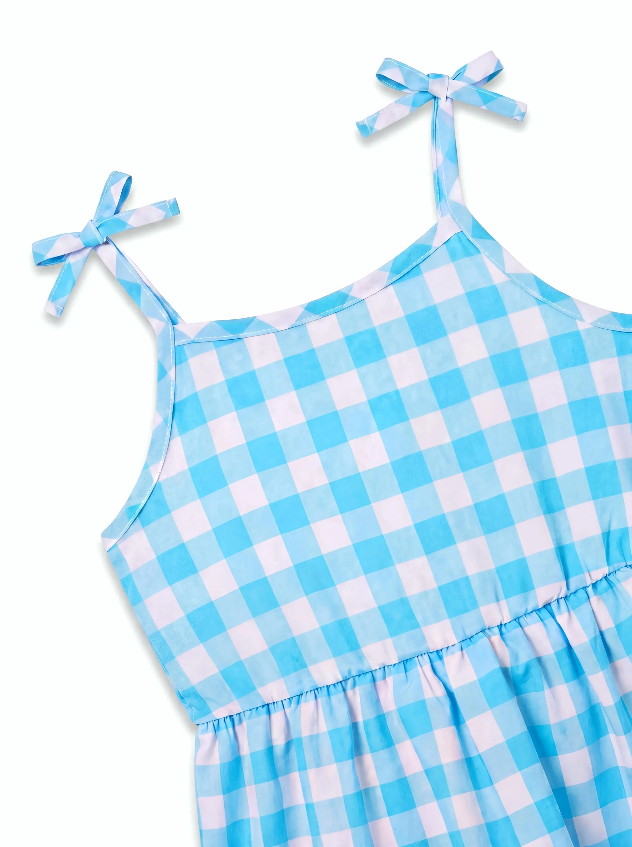Fresh Market Toddler Girl Checkered Tiered Dress with Bag Blue - Image 4
