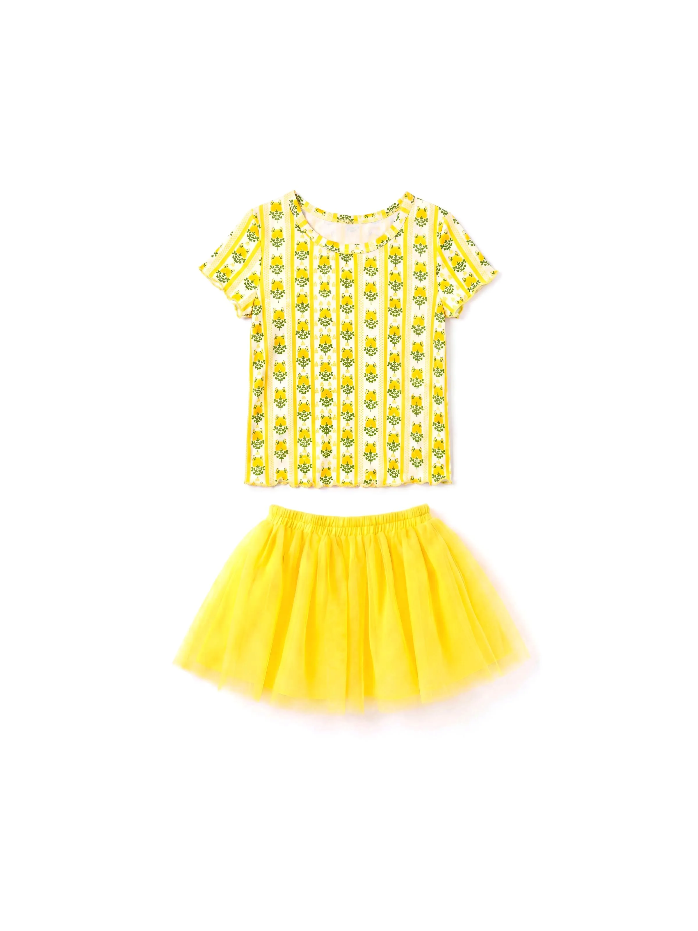 Fresh Market Toddler Girl Top & Skirt Set Yellow - Image 5