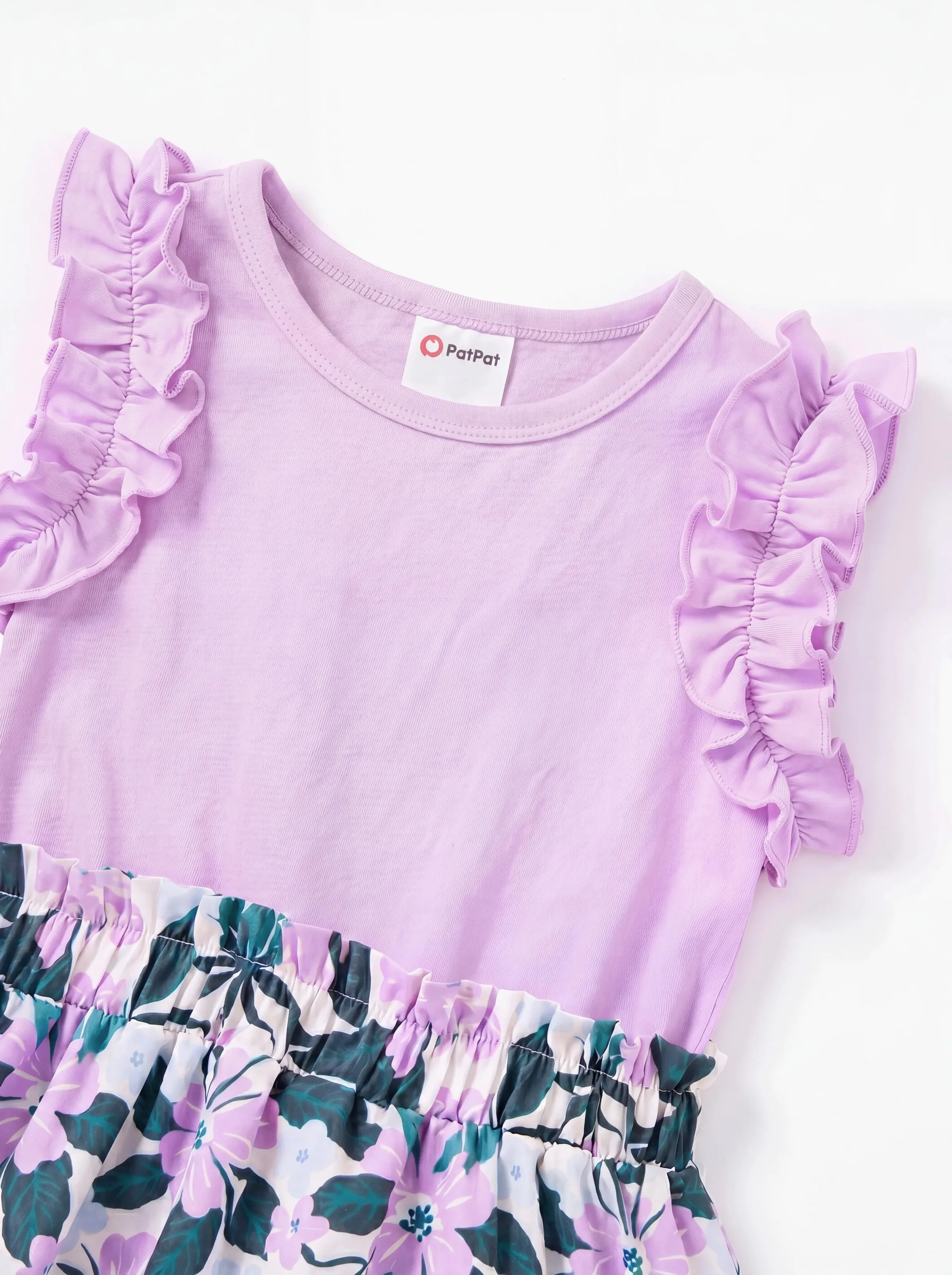 Fresh Market Toddler Girl Tropical Floral Tiered Dress Purple - Image 5