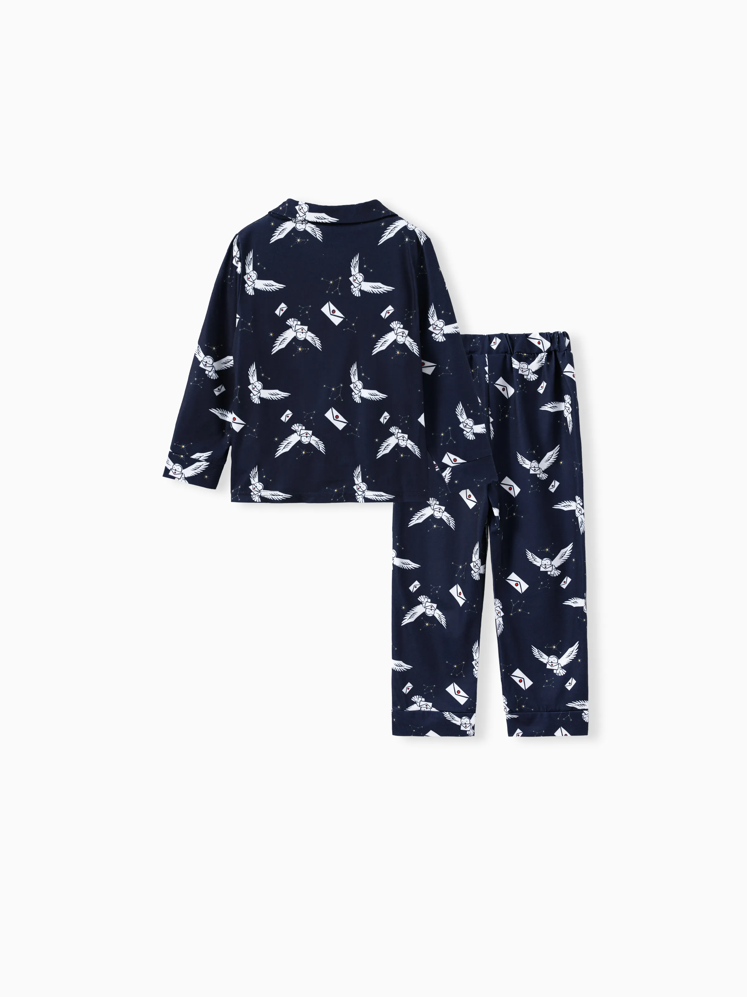 Harry Potter Family Matching 2pcs Christmas Owl Pattern Lapel Long-sleeve Pajamas Set (Flame Resistant) MultiColour - Image 13