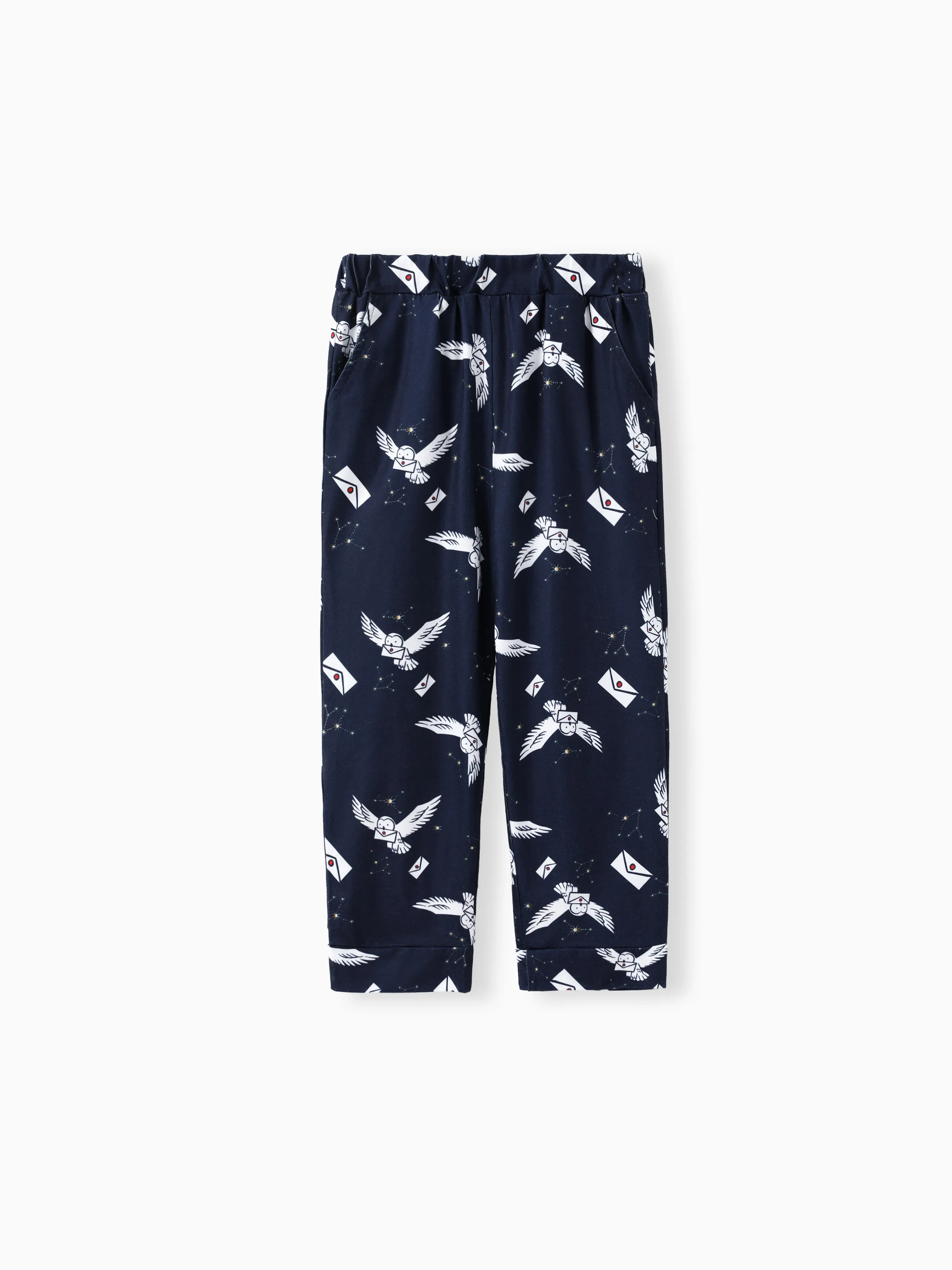 Harry Potter Family Matching 2pcs Christmas Owl Pattern Lapel Long-sleeve Pajamas Set (Flame Resistant) MultiColour - Image 15