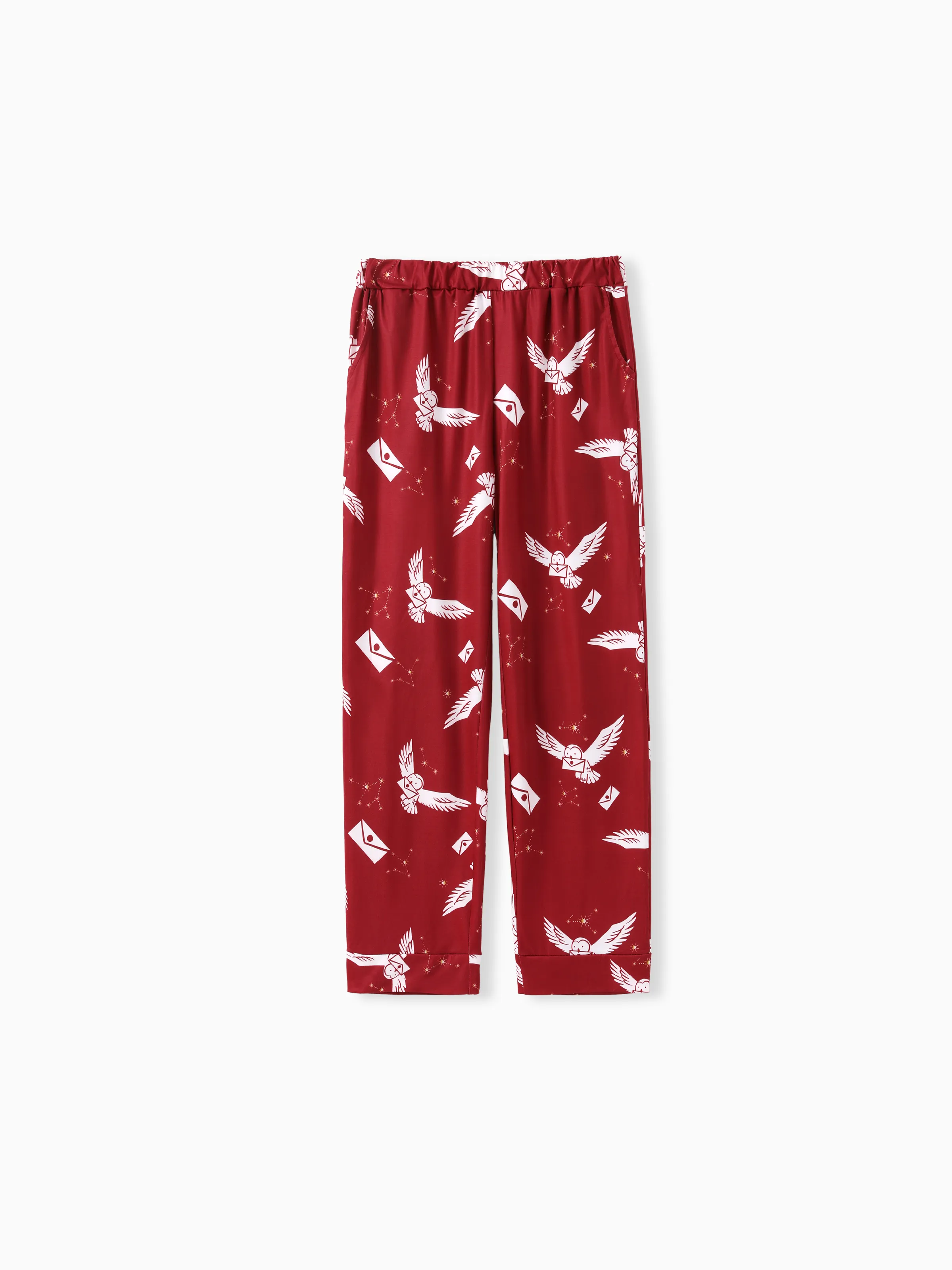 Harry Potter Family Matching 2pcs Christmas Owl Pattern Lapel Long-sleeve Pajamas Set (Flame Resistant) MultiColour - Image 5