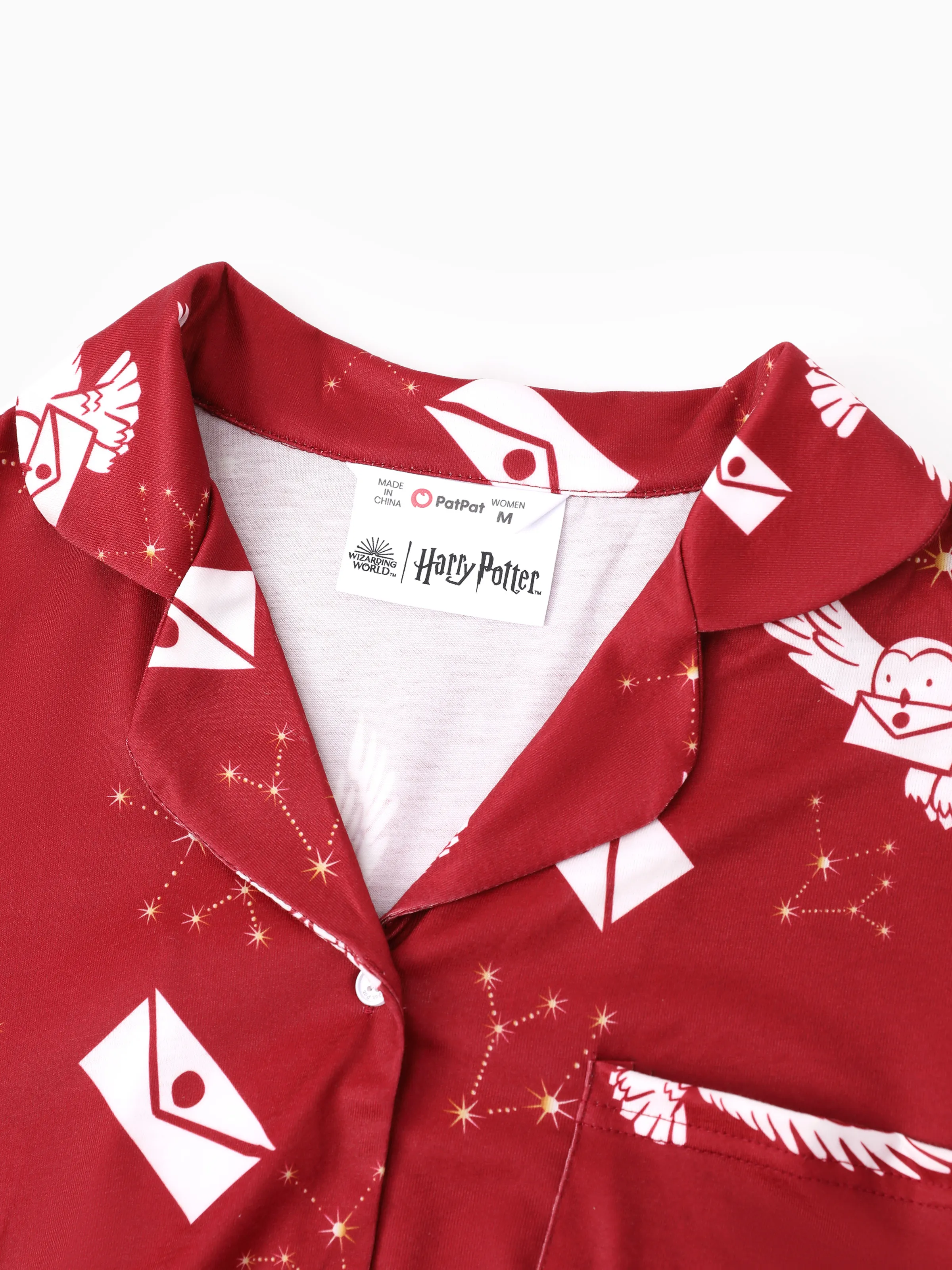 Harry Potter Family Matching 2pcs Christmas Owl Pattern Lapel Long-sleeve Pajamas Set (Flame Resistant) MultiColour - Image 6