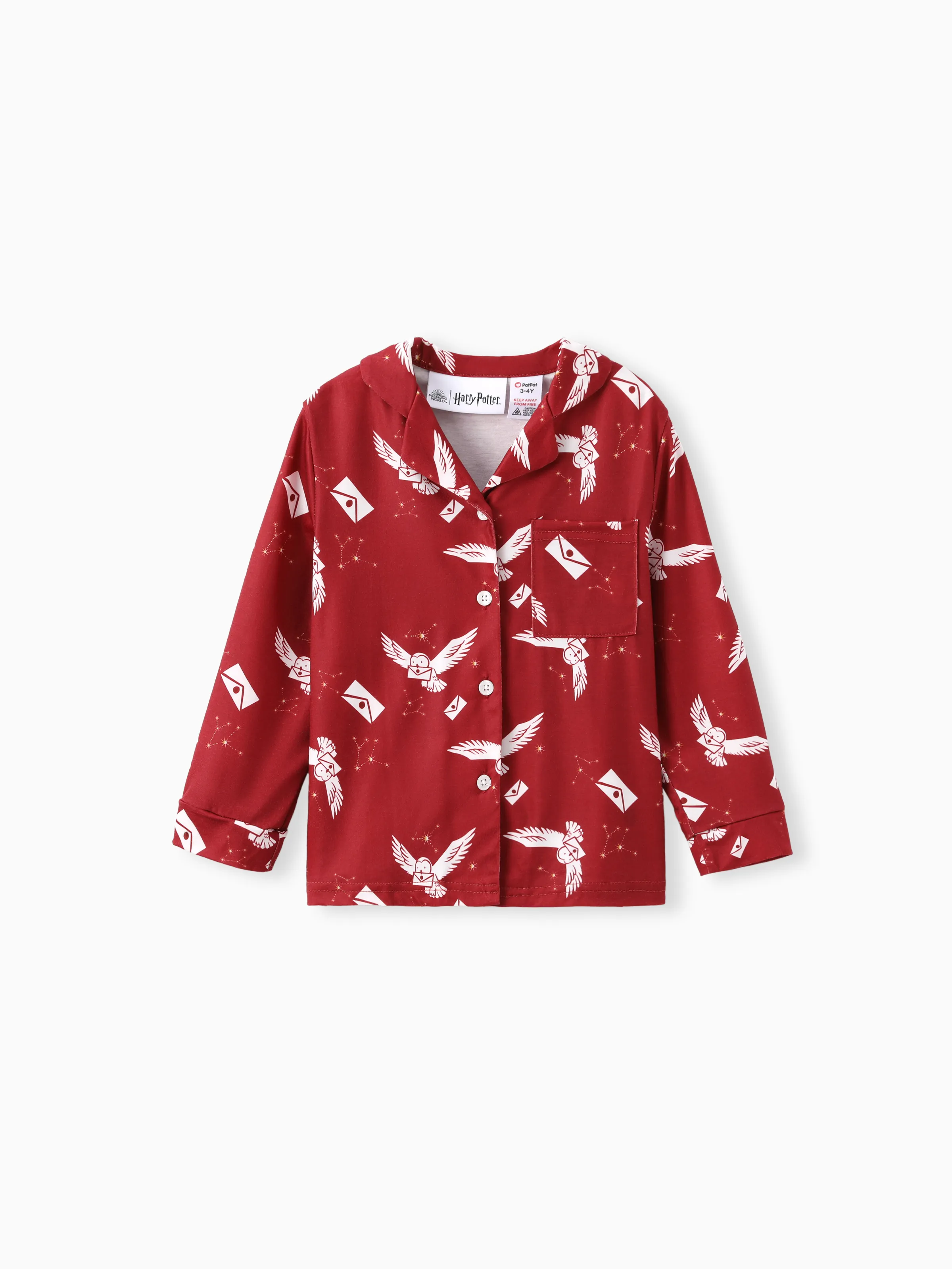 Harry Potter Family Matching 2pcs Christmas Owl Pattern Lapel Long-sleeve Pajamas Set (Flame Resistant) MultiColour - Image 9