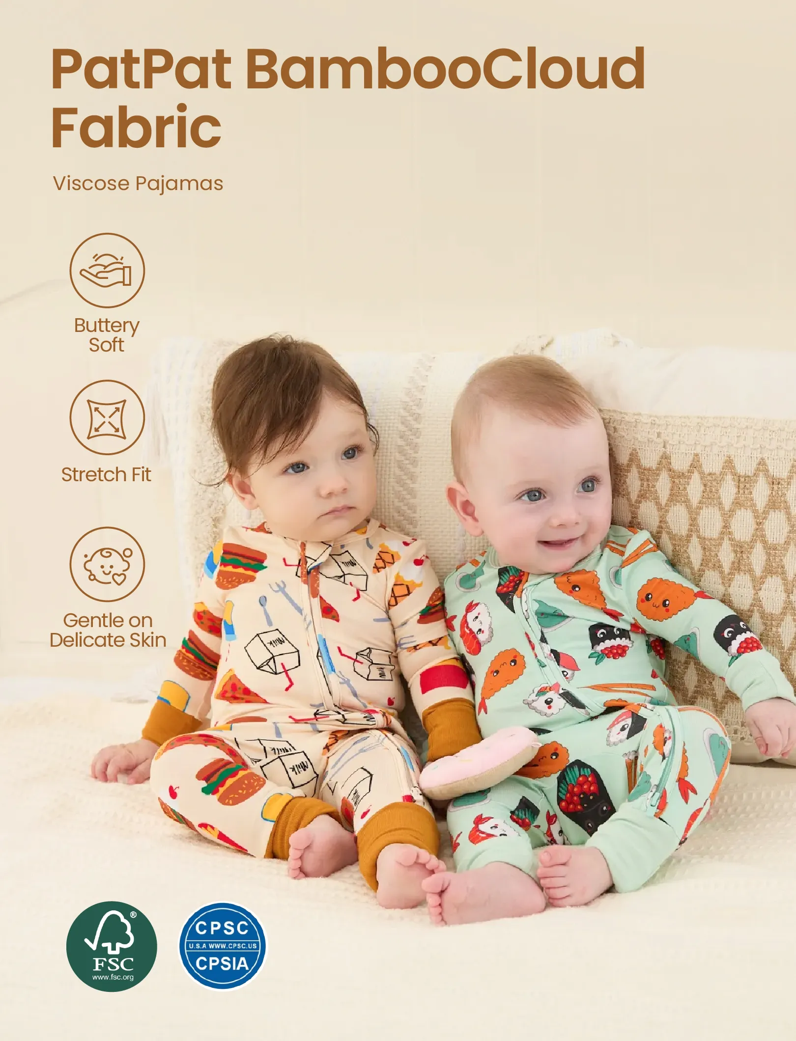 Kids Baby / Girl Bamboo Pajamas With Childlike Print (Snug-Fitting) Light Green - Image 4