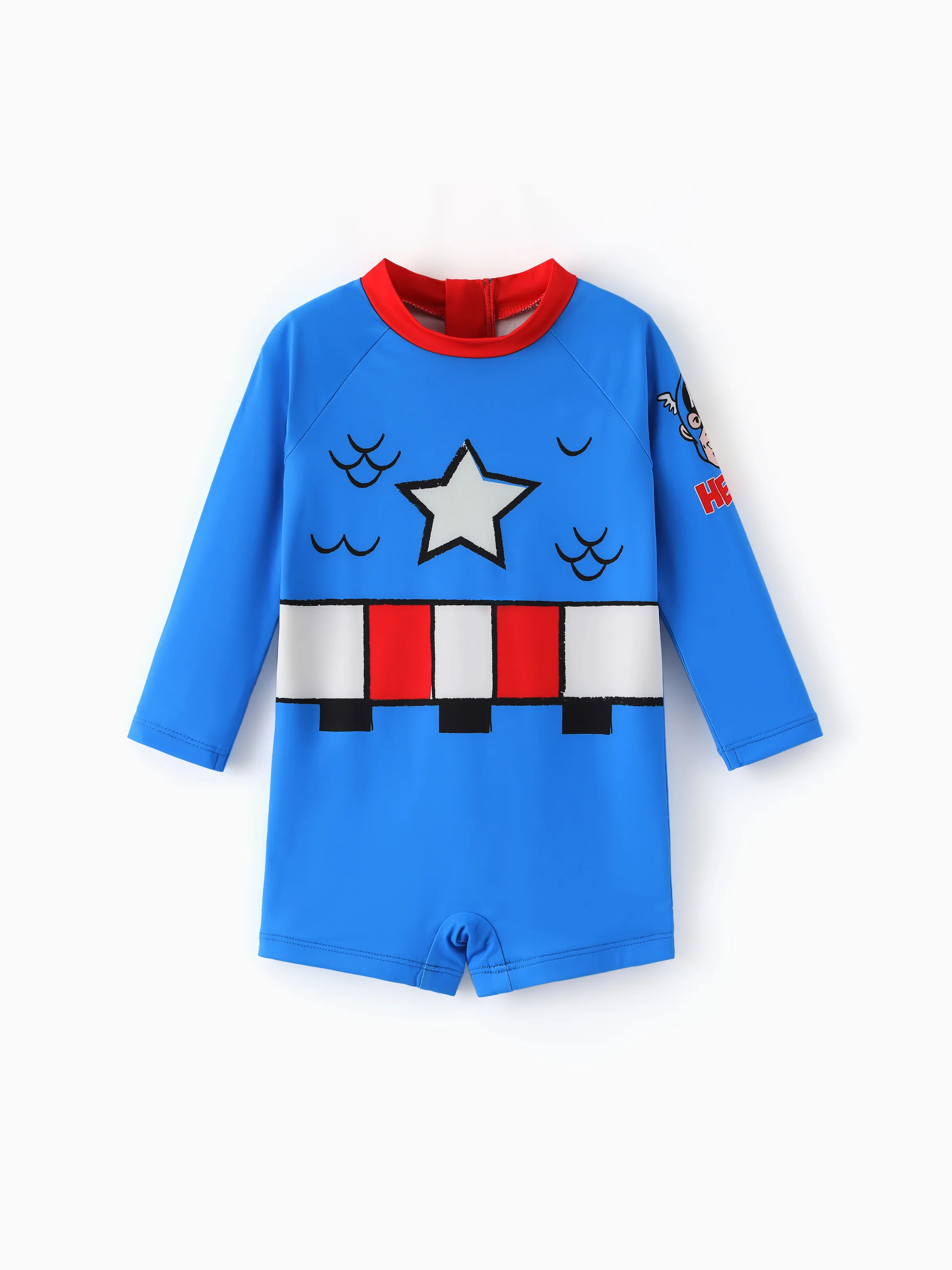 Marvel Baby/Toddler Boy Captain America UPF30+ Star Print Swimsuit Blue