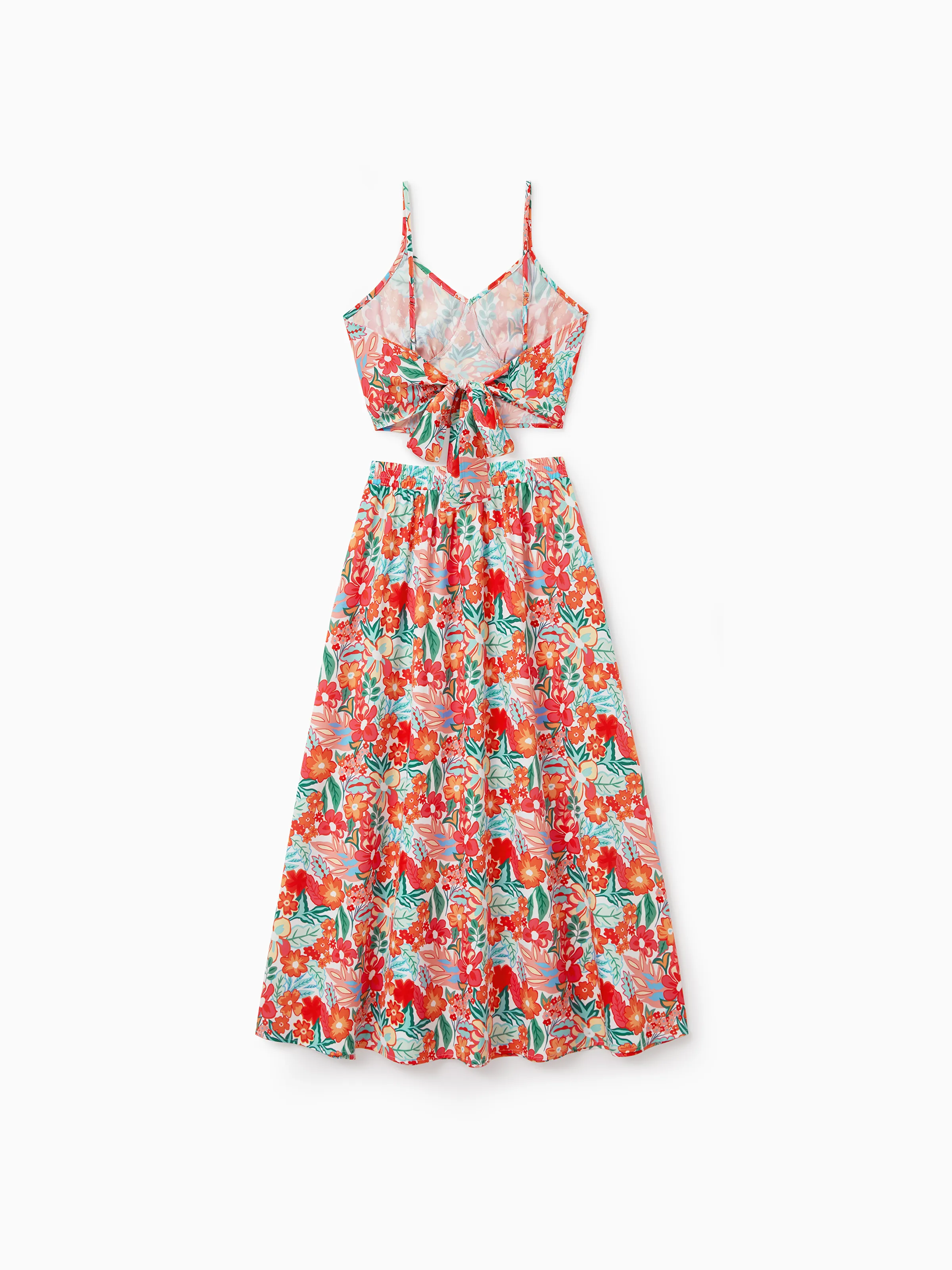 Matching Family Outfits Hawaiian Floral Print Shirts & Sleeveless Strap Top and Skirt Co-ord Set Multi-color - Image 3
