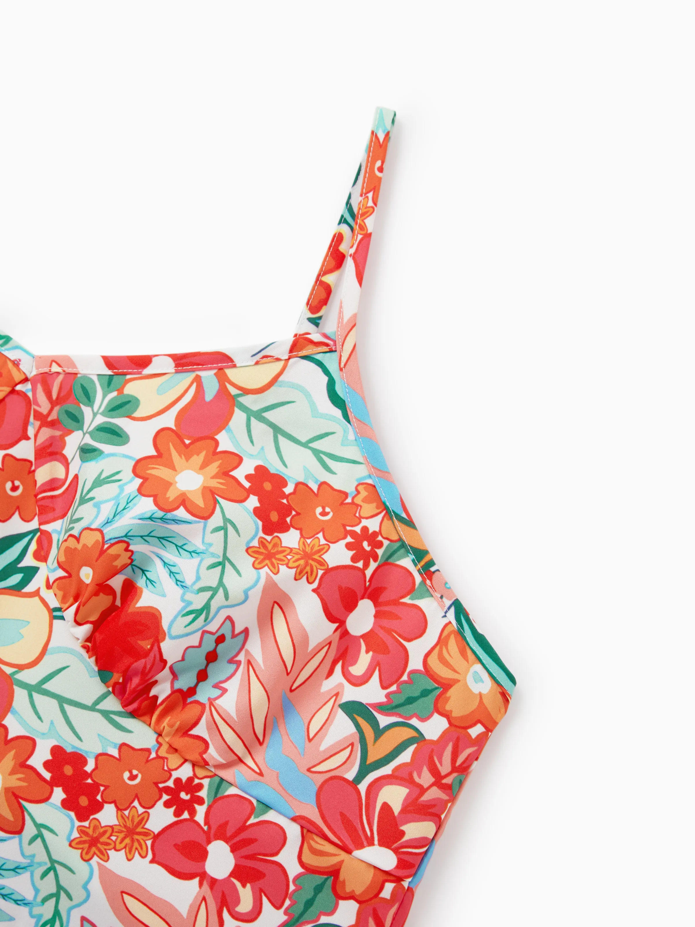 Matching Family Outfits Hawaiian Floral Print Shirts & Sleeveless Strap Top and Skirt Co-ord Set Multi-color - Image 4