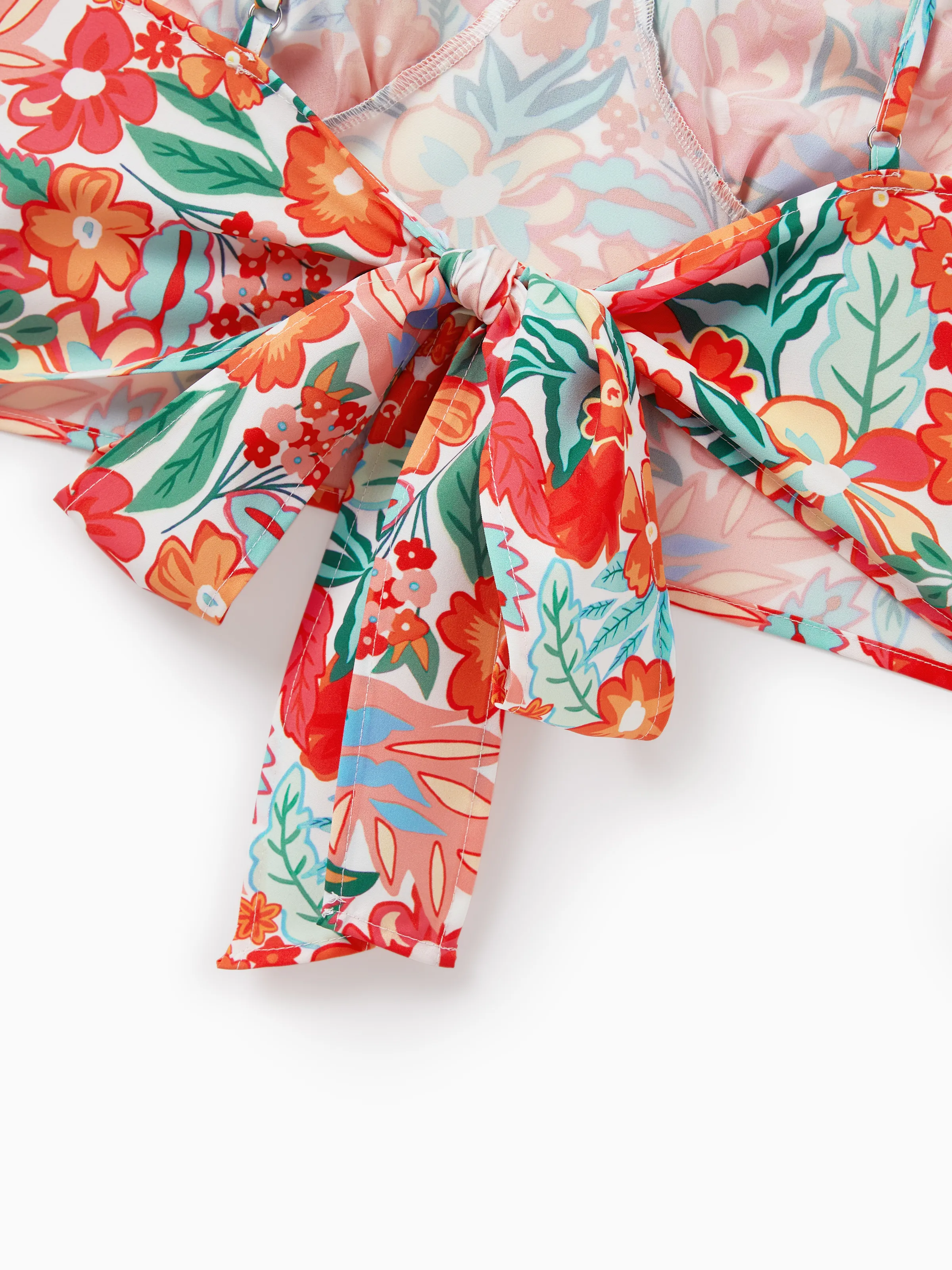 Matching Family Outfits Hawaiian Floral Print Shirts & Sleeveless Strap Top and Skirt Co-ord Set Multi-color - Image 5
