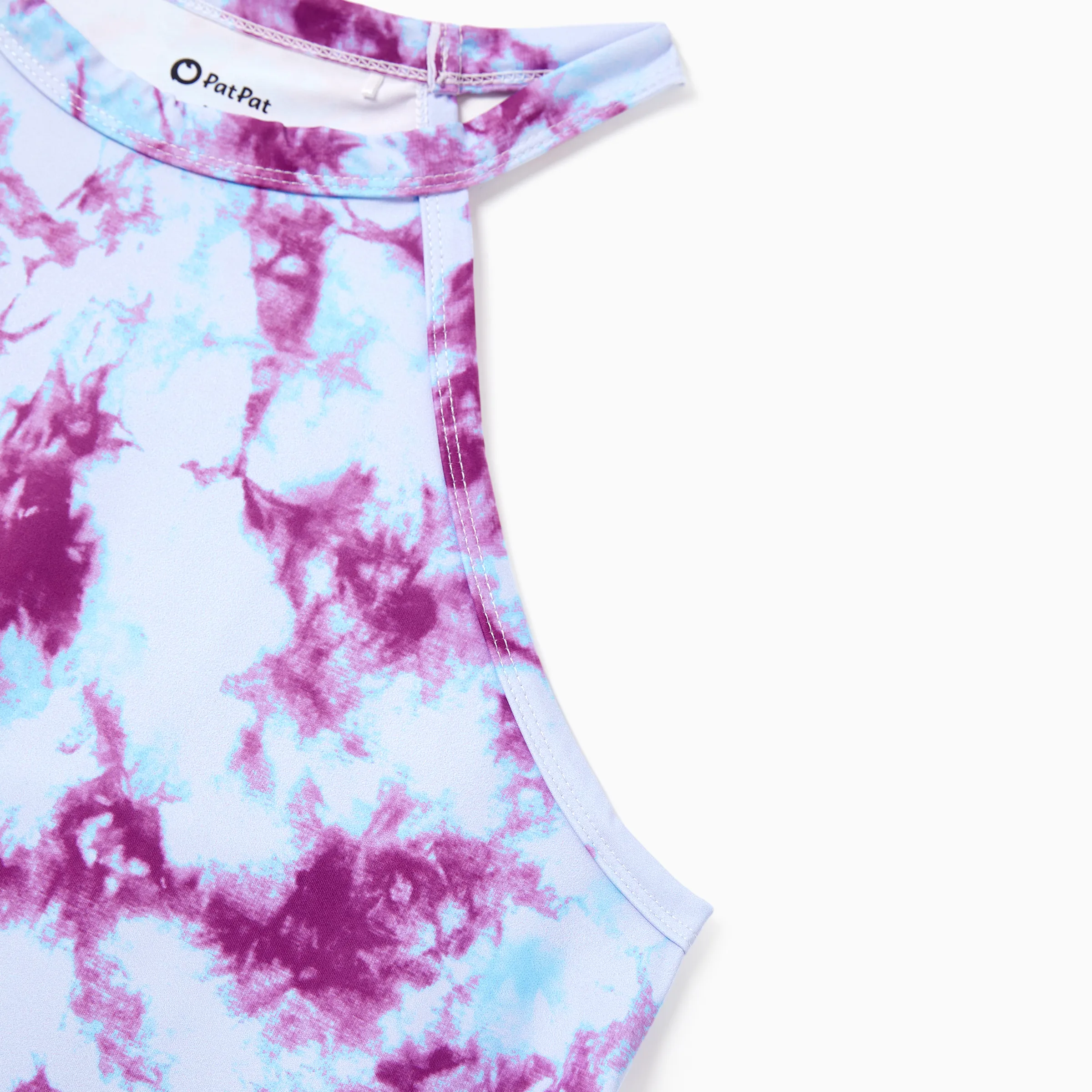 Matching Mommy and Me Tie Dye Skirt Set Halter Crop Top & Flowy Skirt Outfit, Cute Summer Twinning Looks for Vacation & Photos Purple - Image 6