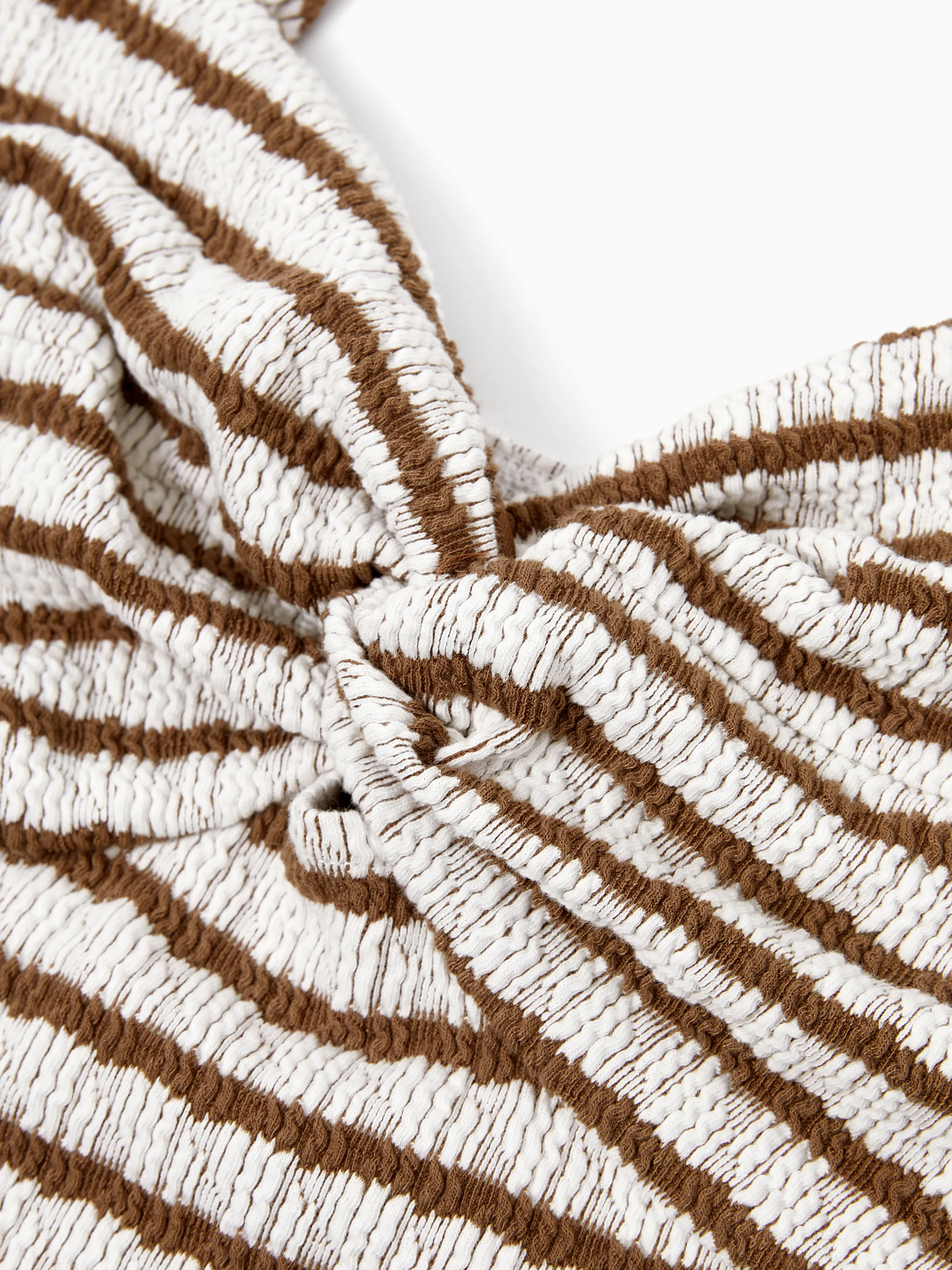 Matching Striped Dresses for Mommy & Me  Twist-Front Dress with Tulle Skirt, Perfect for Summer Family Outings & Photos Khaki - Image 6