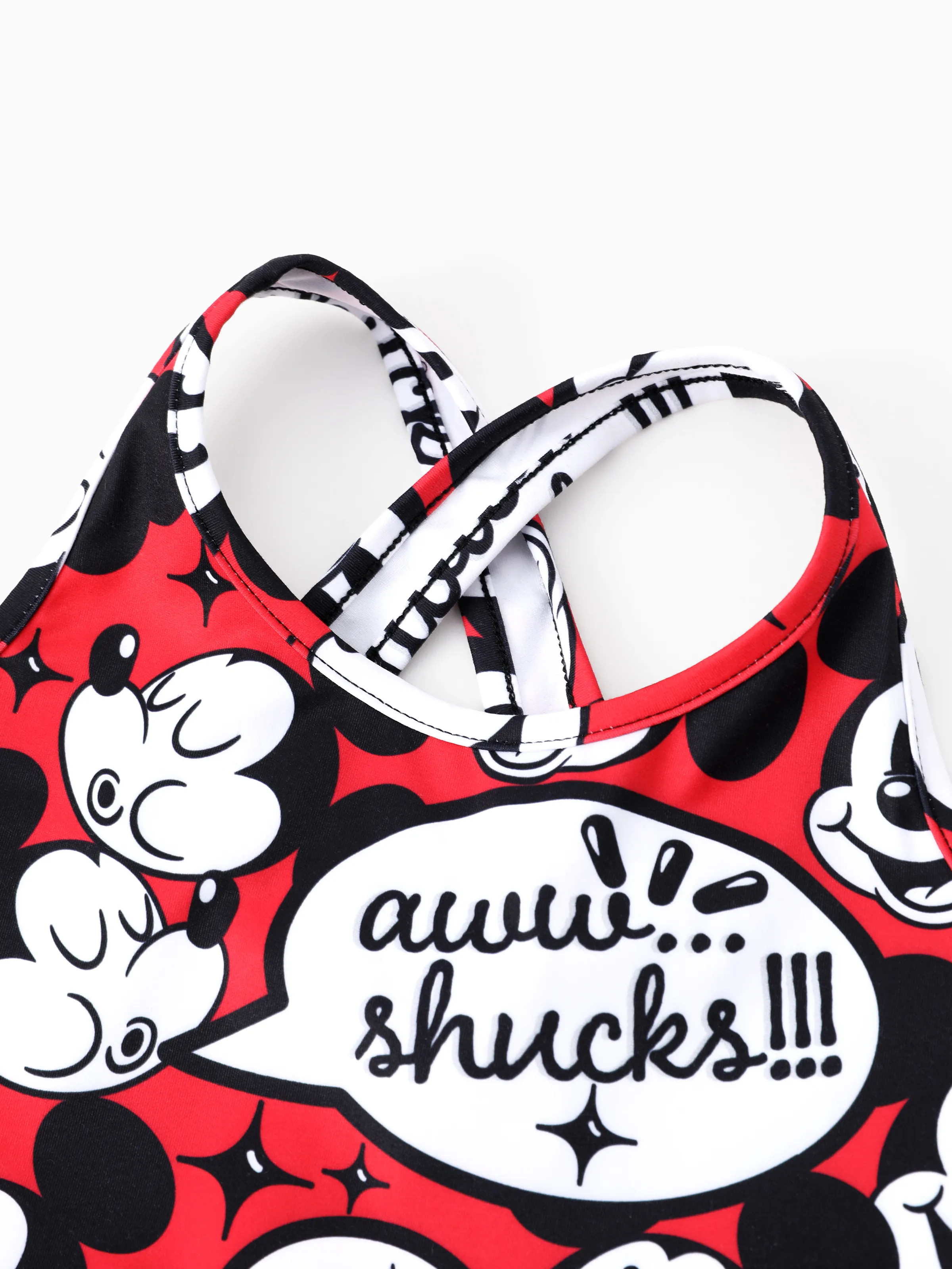 Disney Mickey and Friends Mommy and Me Family matching 1pc Mickey Mouse Graffiti Cotton T-shirt or Colorblock Dress with Built-in Shorts & Pockets or Naia™ Allover Romper Red - Image 7