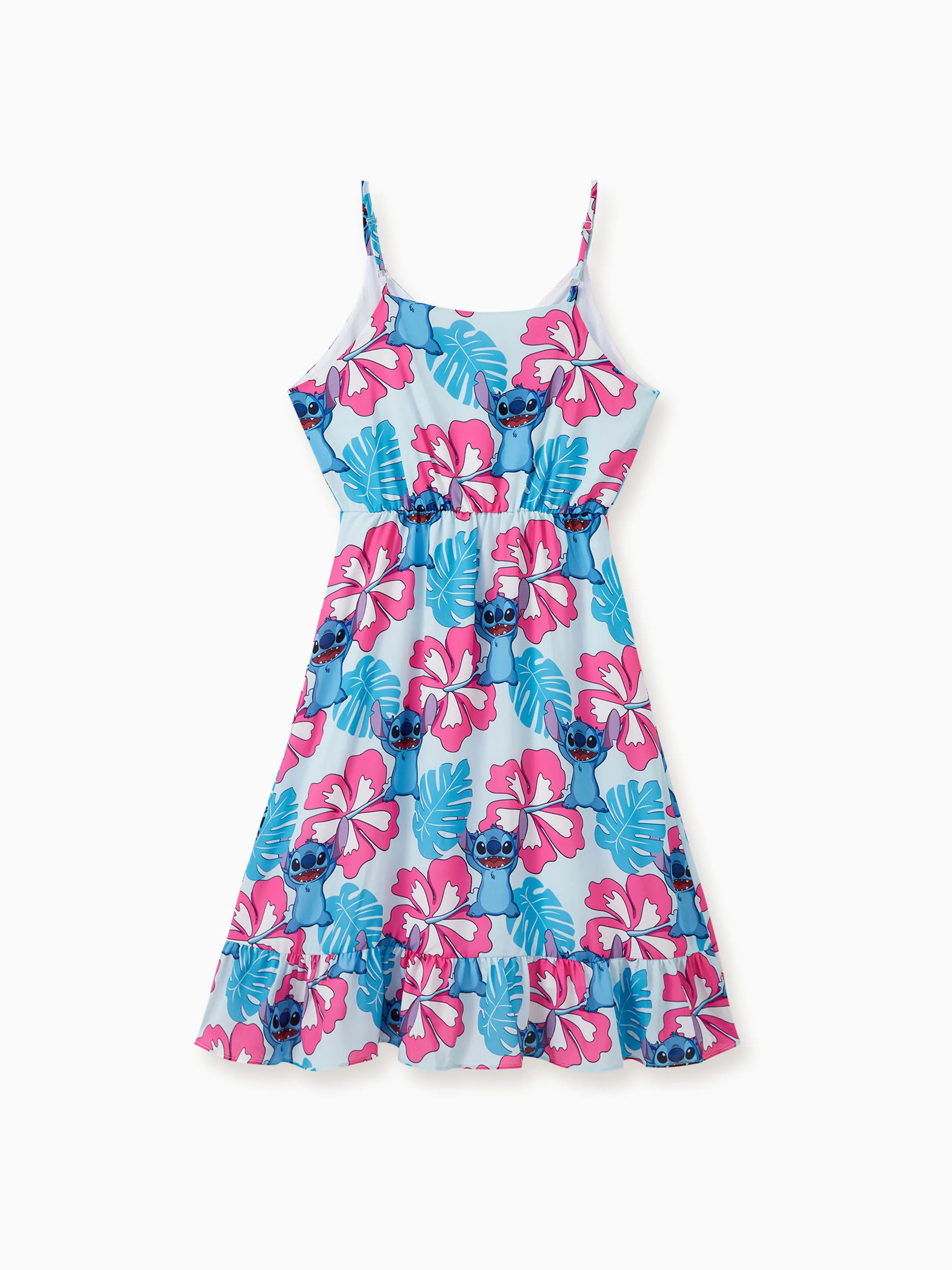 Disney Stitch Mommy and Me Family Matching Naia™ Stitch and Hawaii Style Floral Print Sleeveless Dress/Onesie/Shirt Multi-color - Image 4