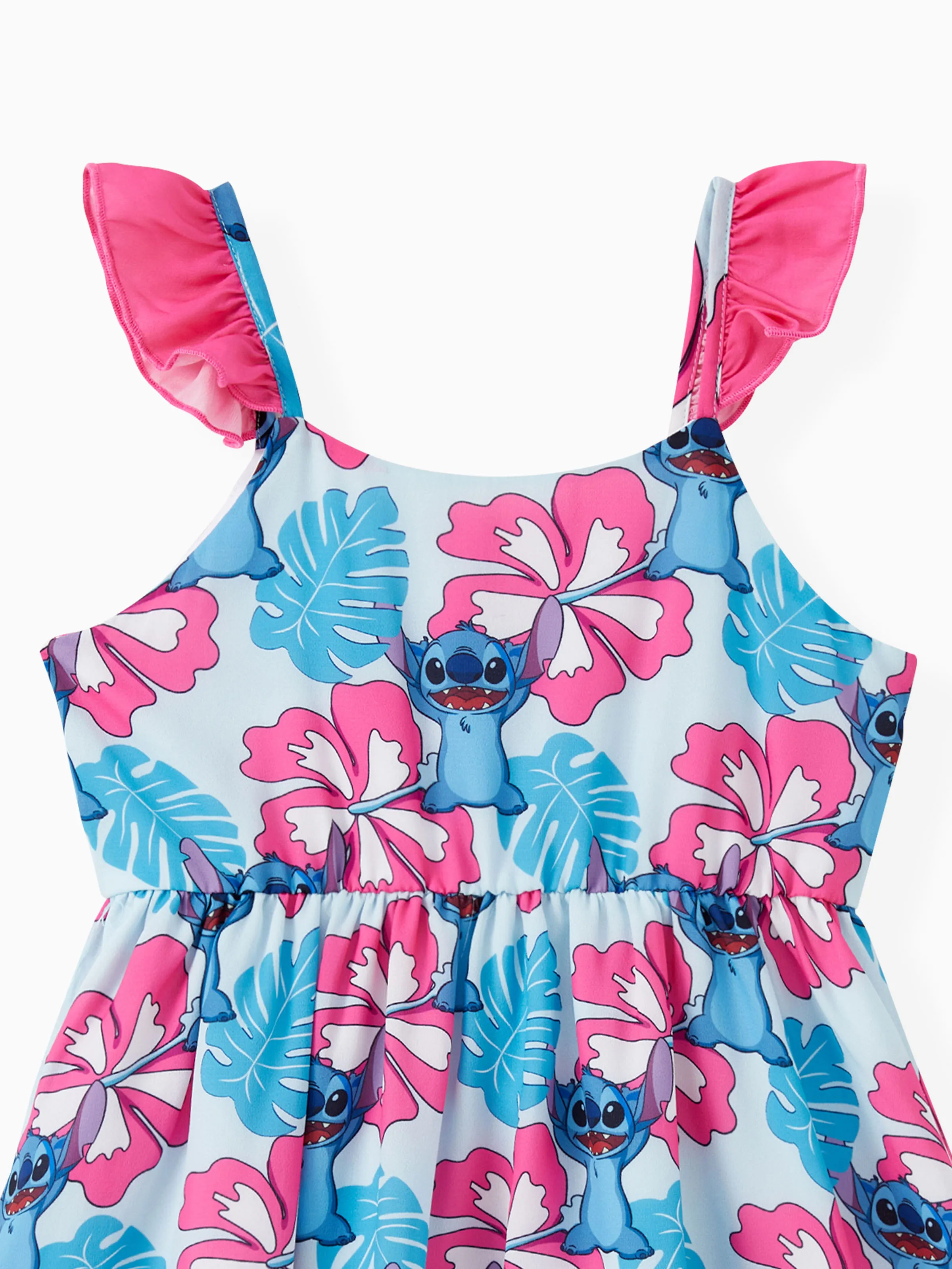 Disney Stitch Mommy and Me Family Matching Naia™ Stitch and Hawaii Style Floral Print Sleeveless Dress/Onesie/Shirt Multi-color - Image 9