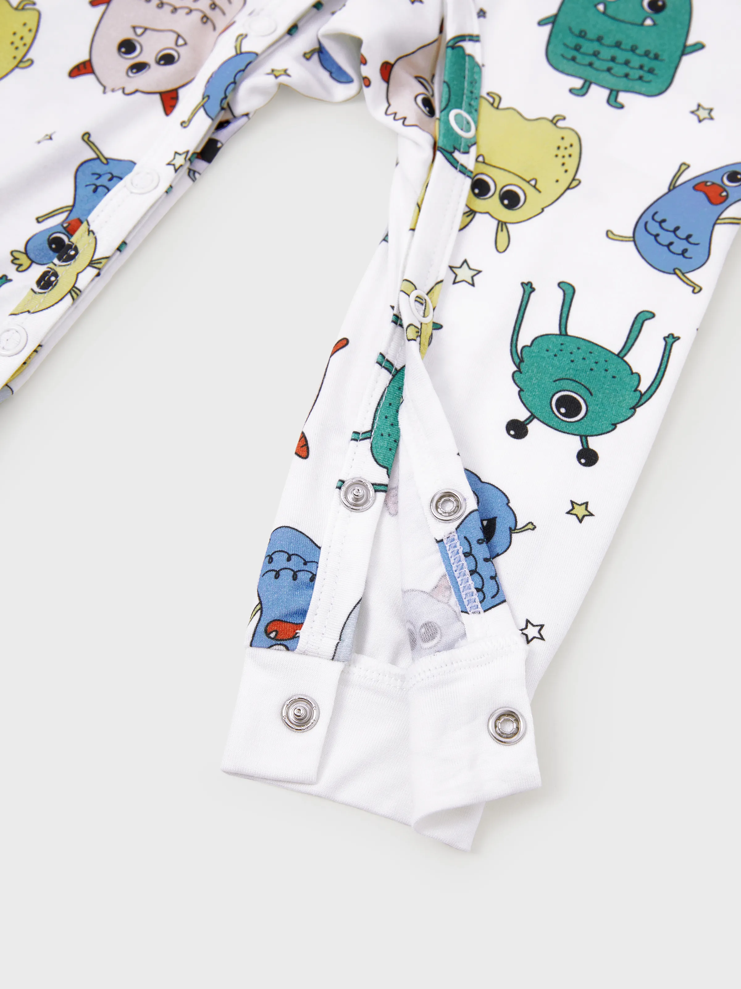 Mommy & me Bamboo Family Pajamas Cute Little Monster Print Short-sleeve Matching Pajama Set ( Snug-Fitting for Children ) White - Image 17