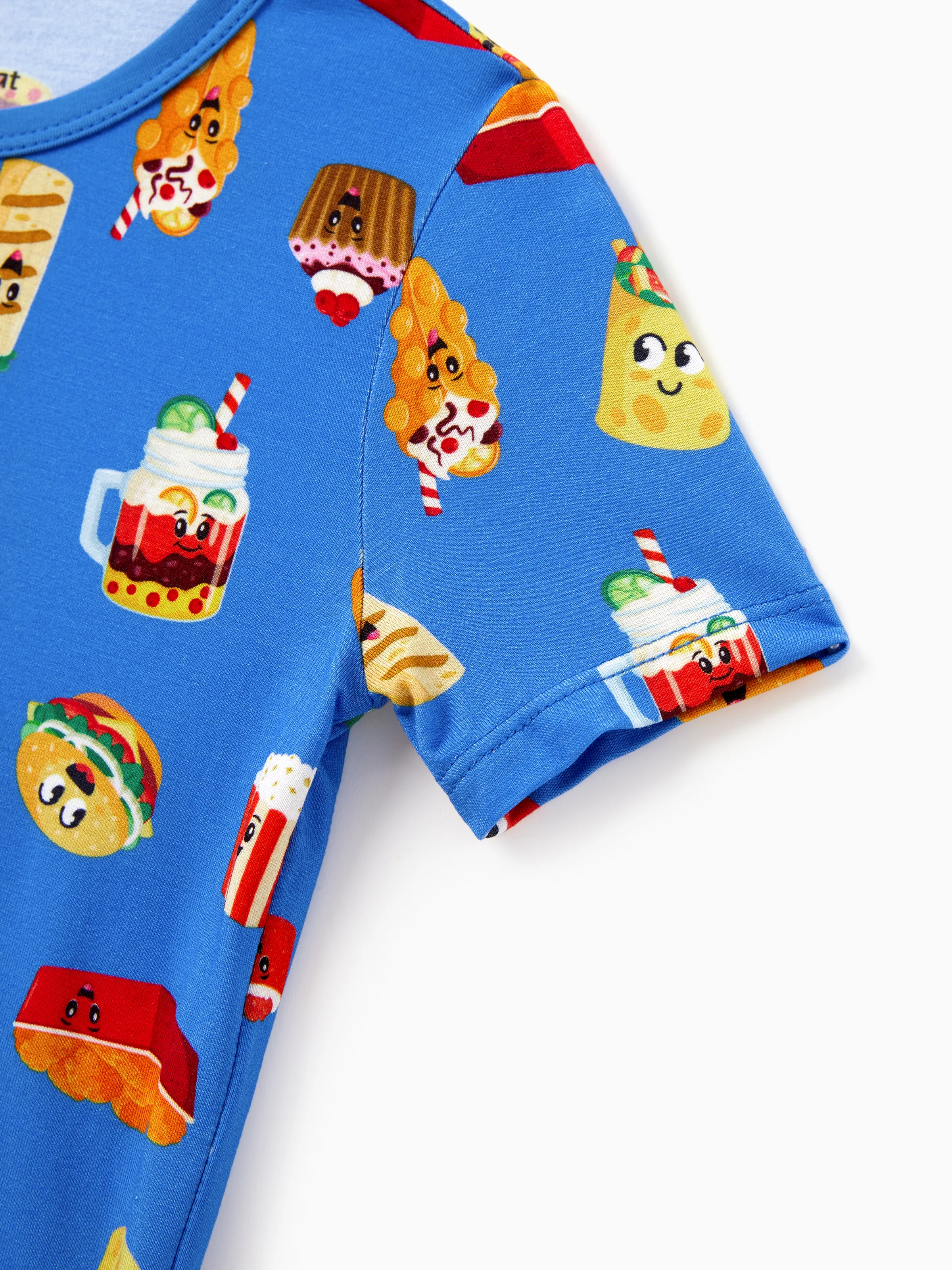 Mommy & me Bamboo Pajamas Buttery Soft Bamboo PJs for Men Women Kids Toddler, Cute Burger & Fries Print Short Sleeve Sleepwear (Snug-Fitting for Children) Royal Blue - Image 16